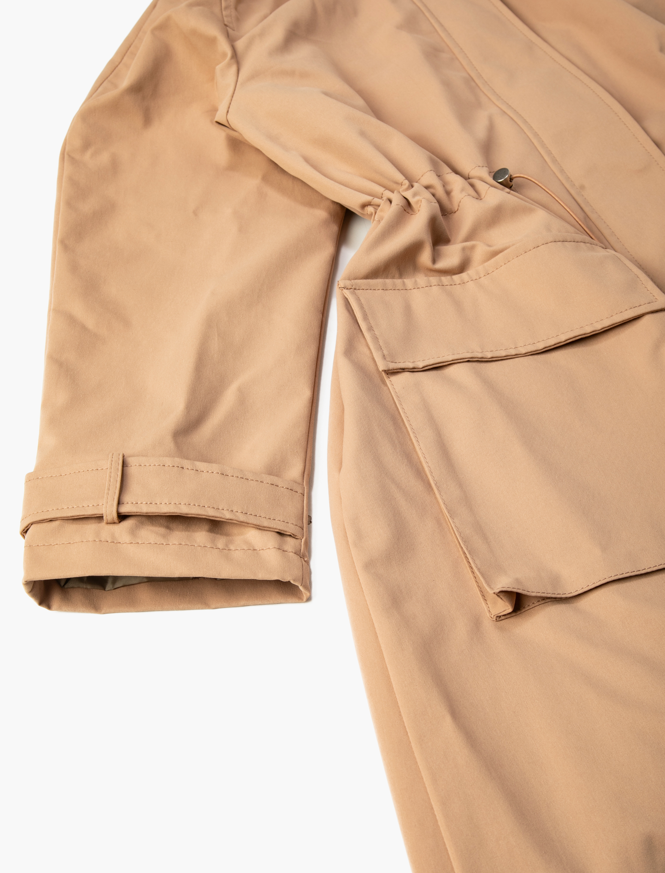   Trençkot Kapüşonlu Beli Bağlamalı Fermuarlı Manşetleri Bantlı