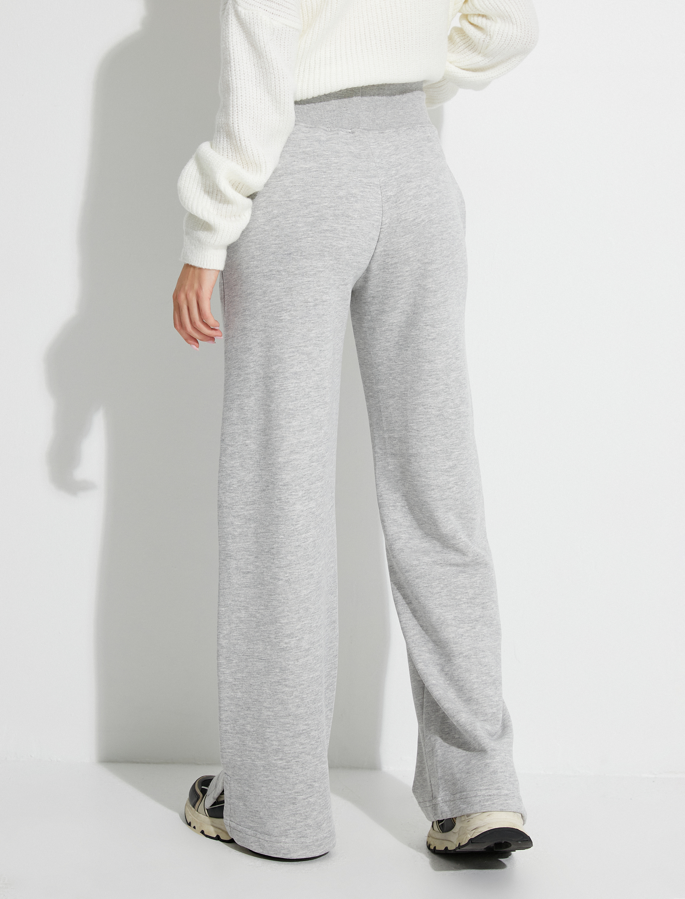   İspanyol Paça Eşofman Altı Yüksek Bel Cepli Pamuk Karışımlı