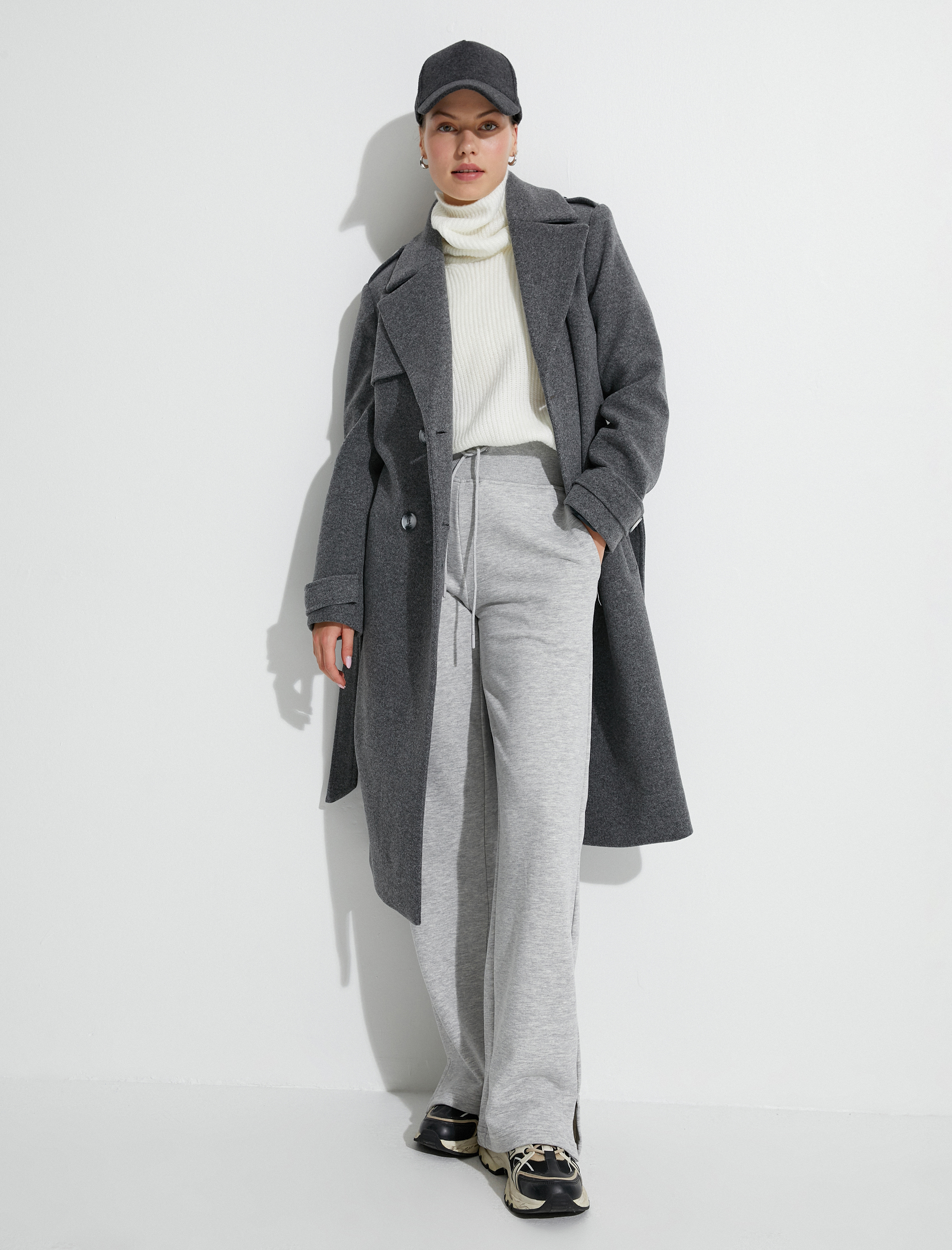   İspanyol Paça Eşofman Altı Yüksek Bel Cepli Pamuk Karışımlı