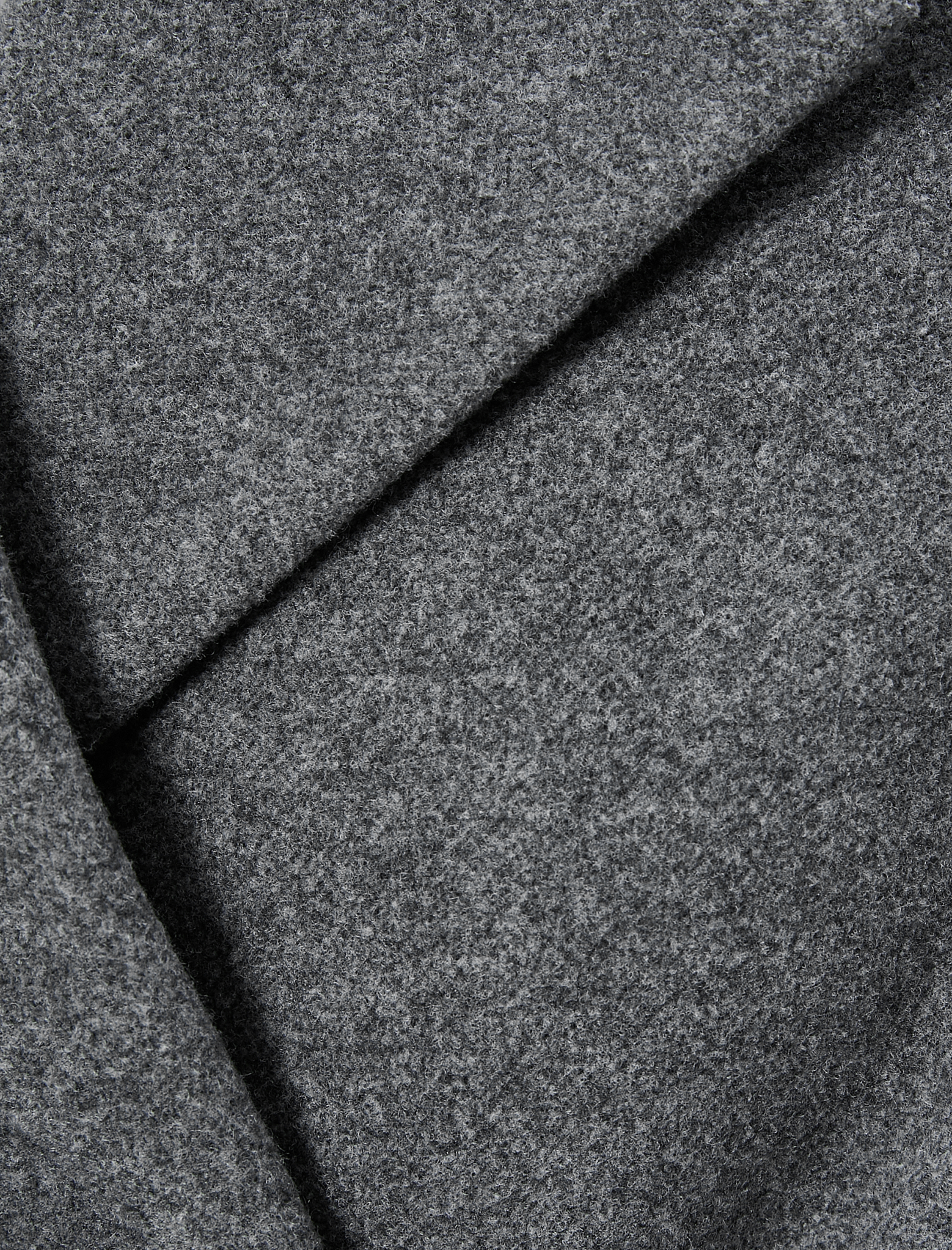   Uzun Kaşe Kaban Beli Kuşaklı Kruvaze Düğmeli Cep Detaylı