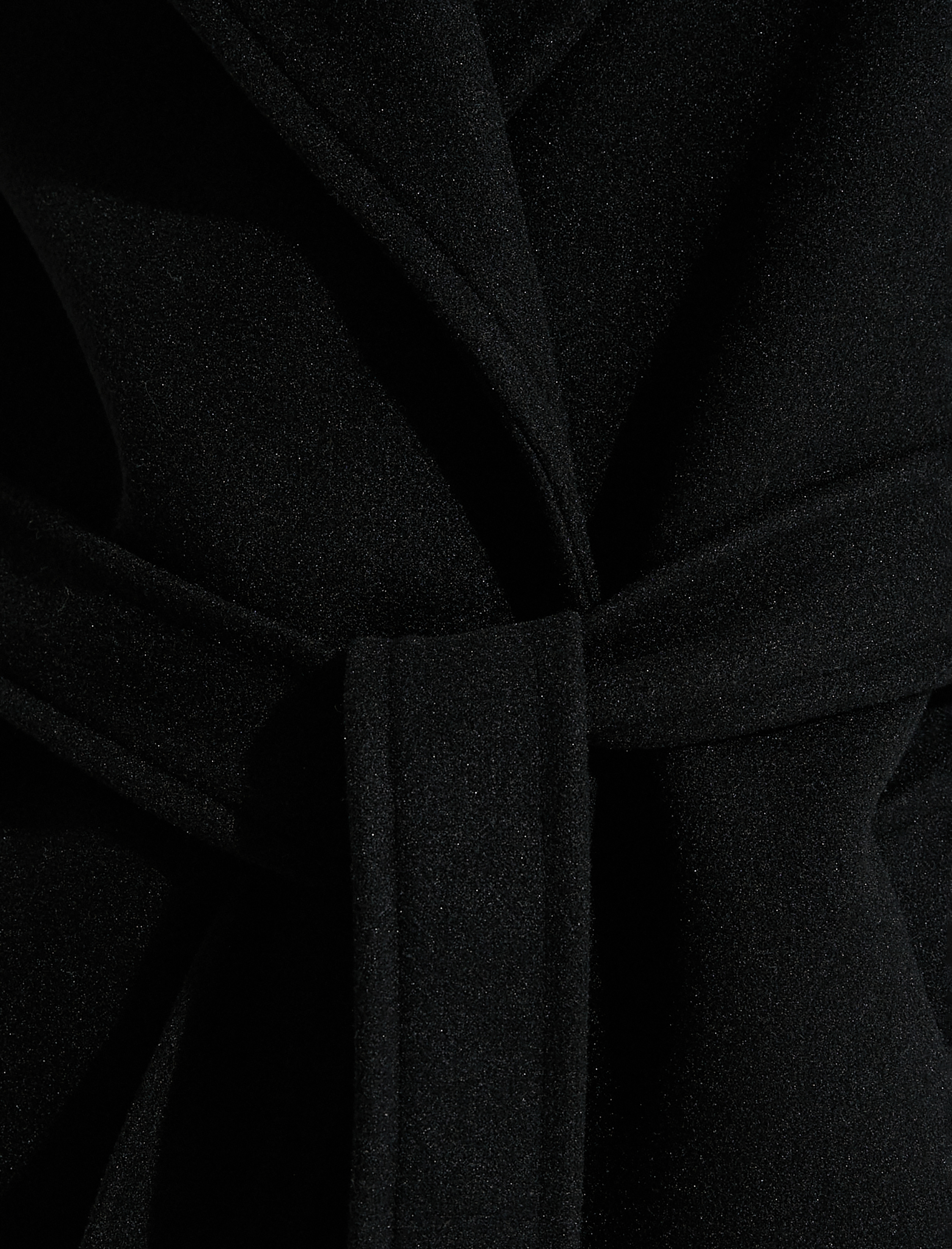   Uzun Kaşe Kaban Beli Kuşaklı Cepli Kruvaze Yaka