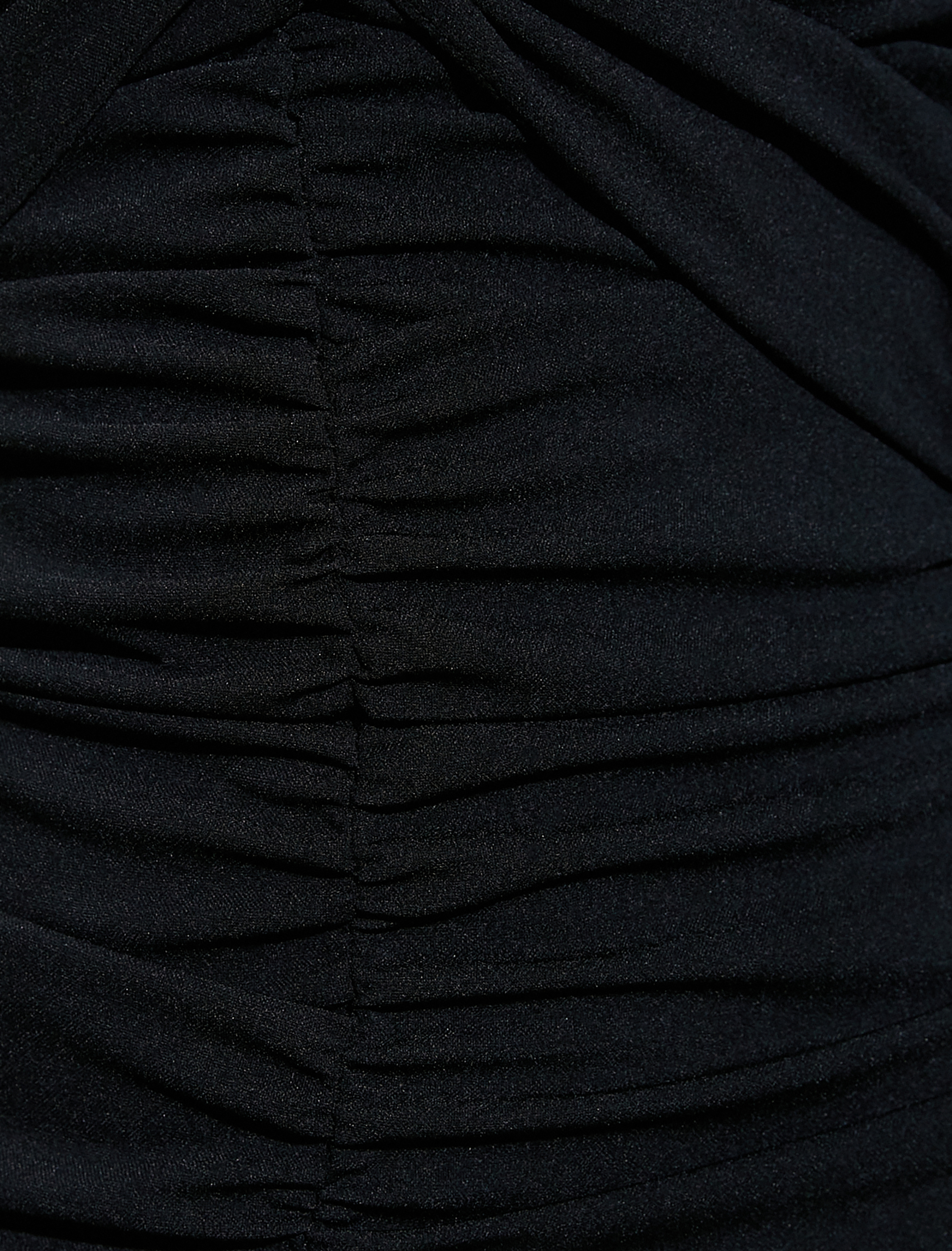   Mini Kalem Elbise Uzun Kollu Drape Detaylı Derin V Yaka