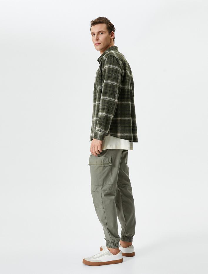  Oduncu Gömleği Cep Detaylı Klasik Yaka Uzun Kollu