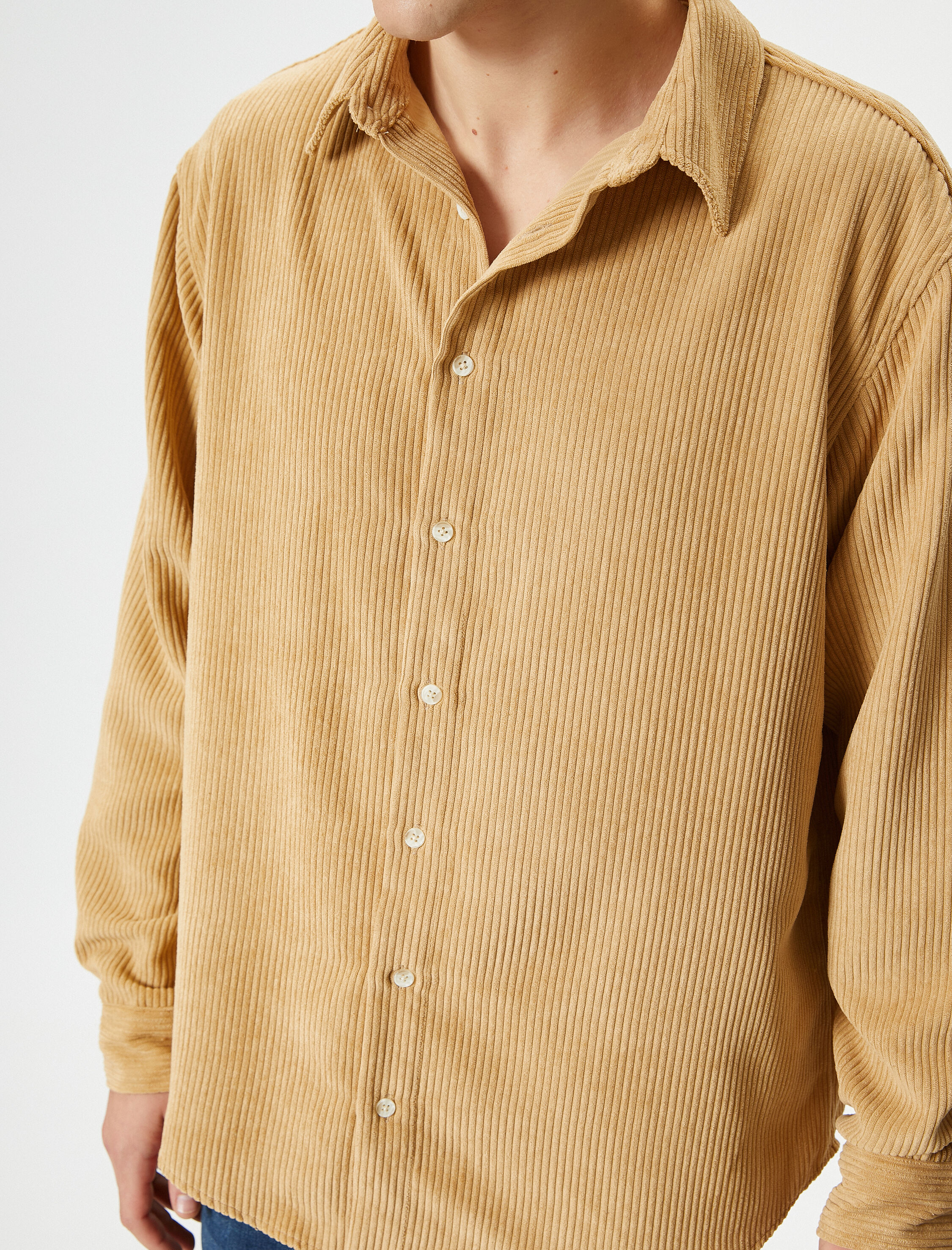   Kadife Gömlek Uzun Kollu Klasik Yaka Düğmeli