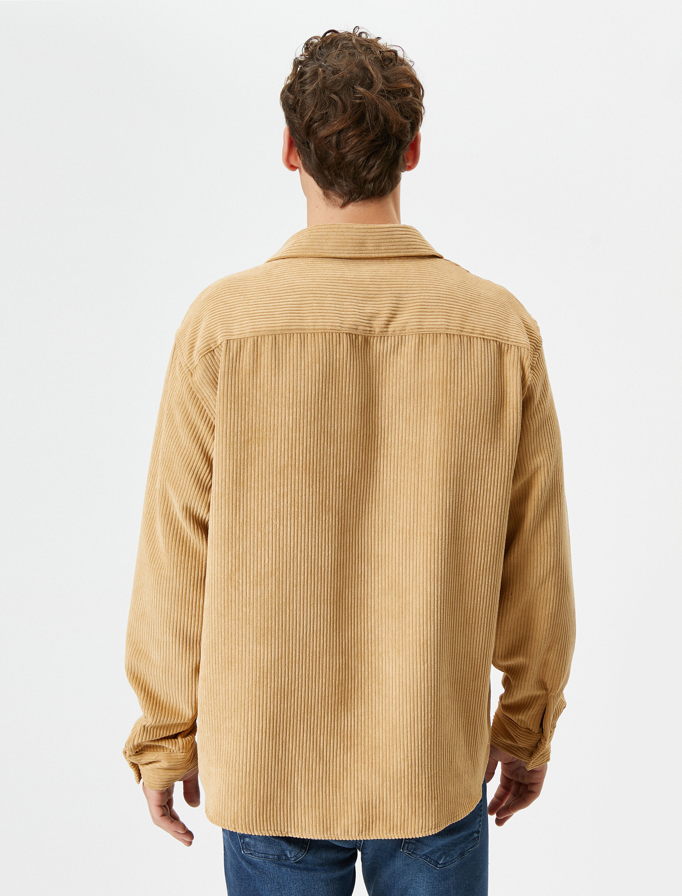   Kadife Gömlek Uzun Kollu Klasik Yaka Düğmeli