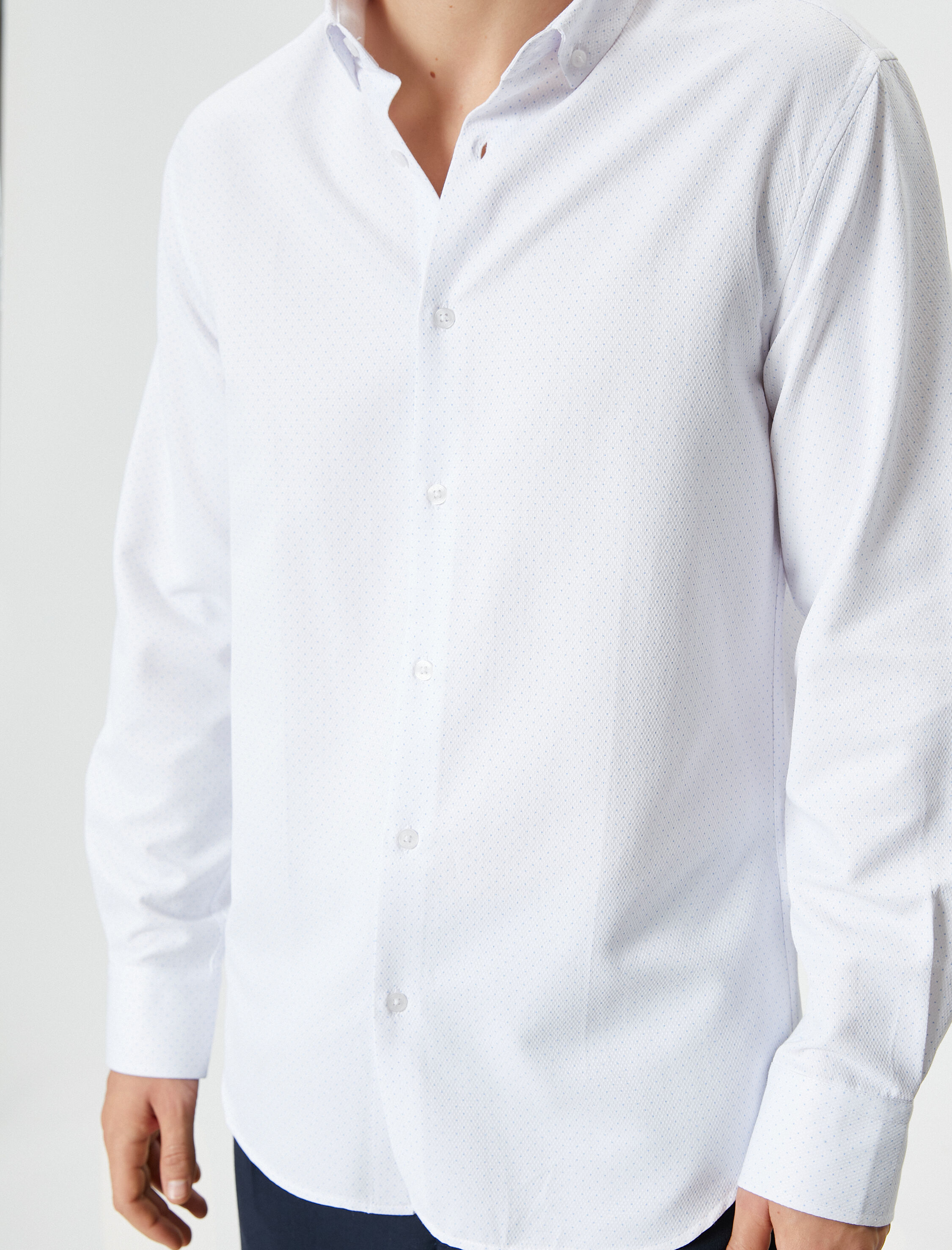   Puantiyeli Gömlek Uzun Kollu Klasik Yaka Düğmeli Regular Fit