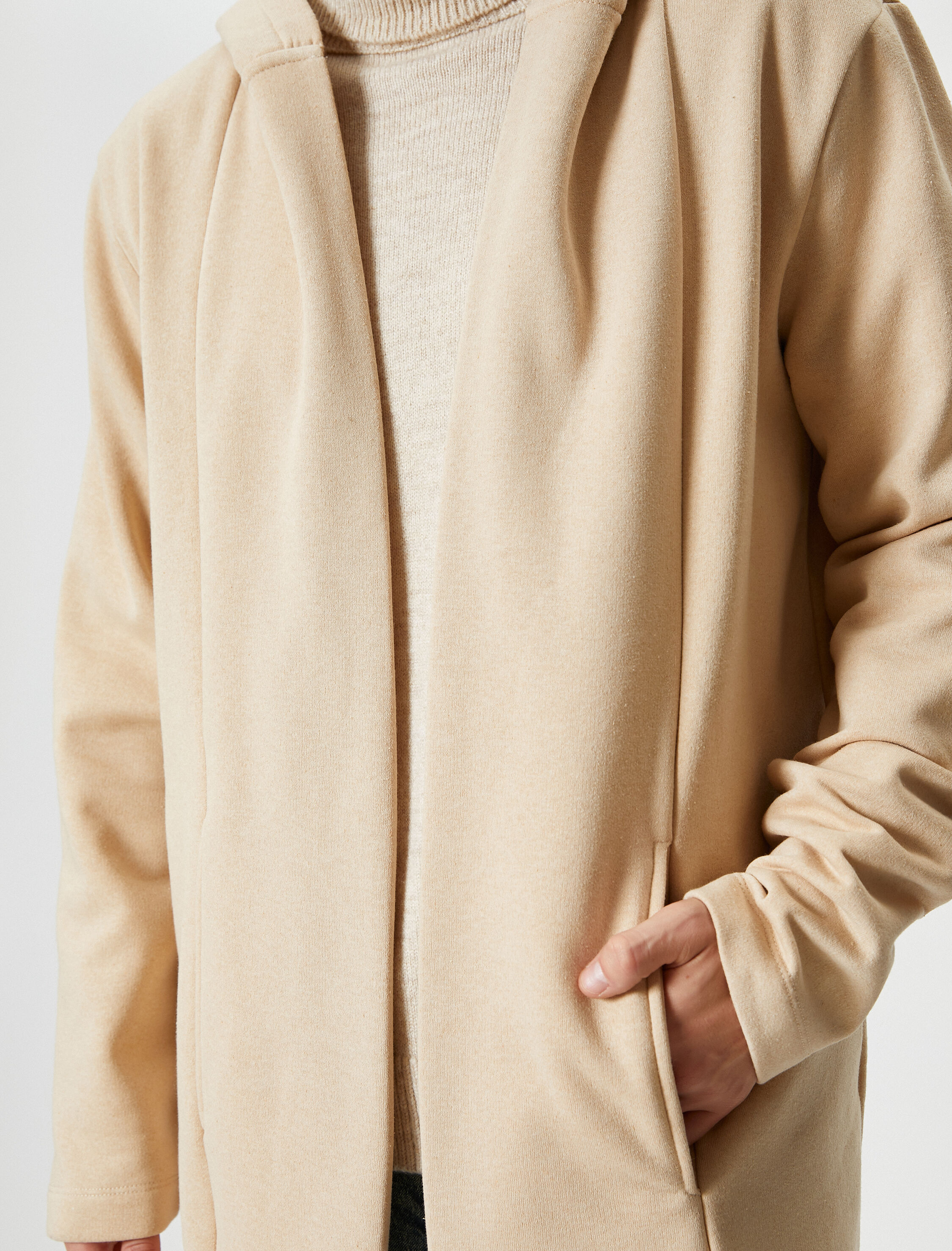   Kapşonlu Hırka Cepli Dikiş Detaylı