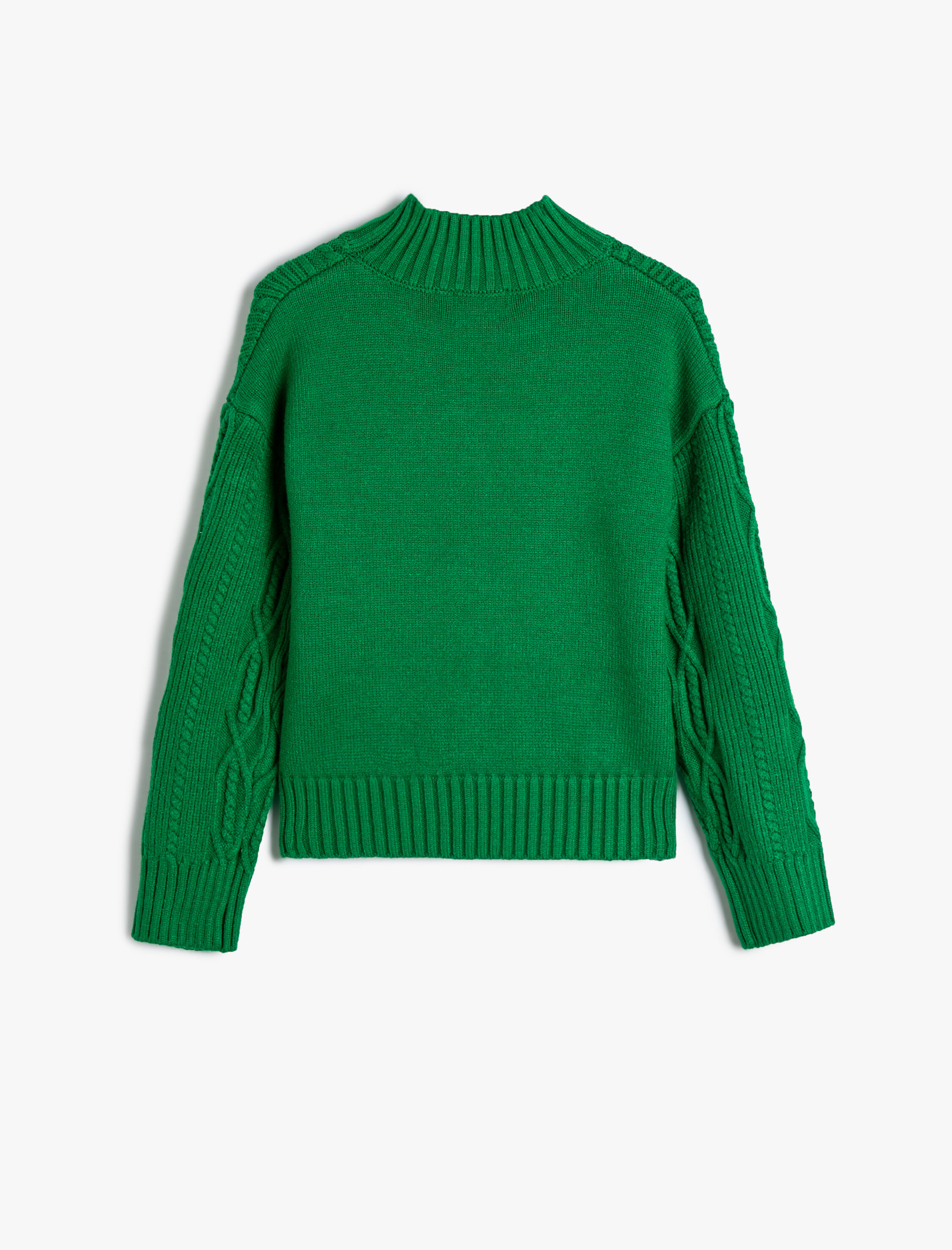  Kız Çocuk Örgü Kazak Yarım Balıkçı Yaka Uzun Kollu