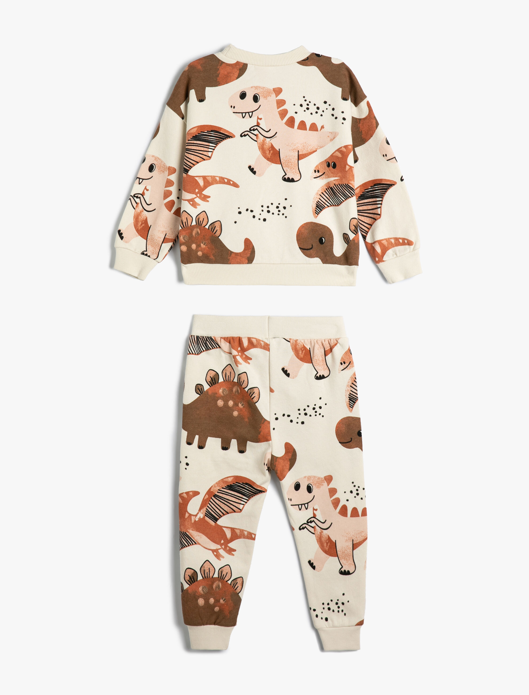  Erkek Bebek Dinozorlu Eşofman Takımı İkili Şardonlu Pamuklu