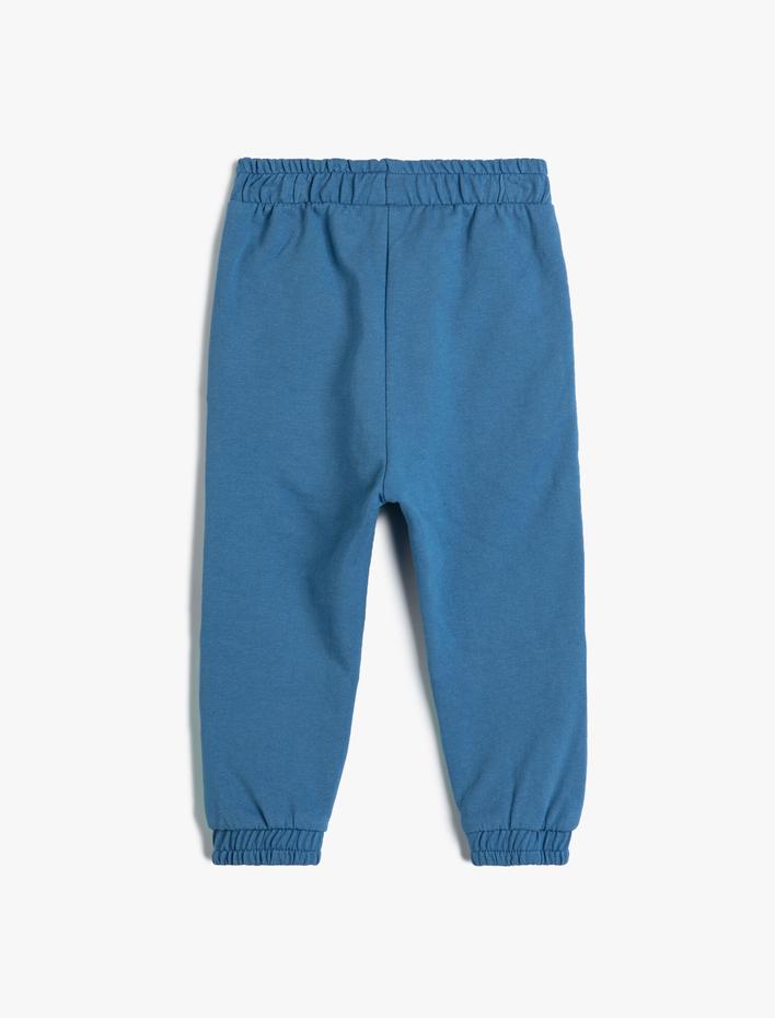 Erkek Bebek Jogger Eşofman Altı Beli Bağlamalı Canavar Baskılı Aplike Detaylı Pamuklu