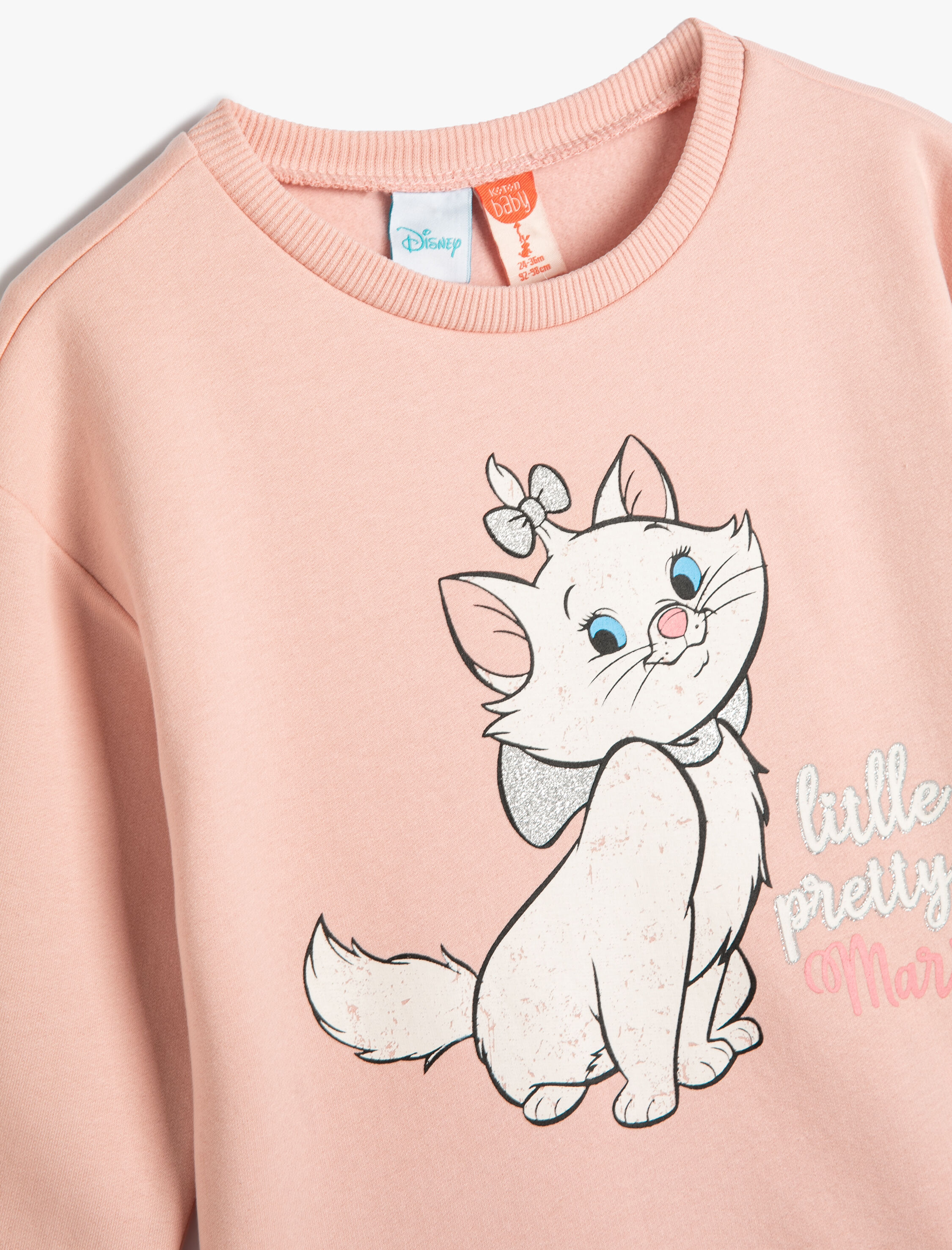  Kız Bebek Marie Sweatshirt Lisanslı Uzun Kollu Bisiklet Yaka Şardonlu Pamuklu