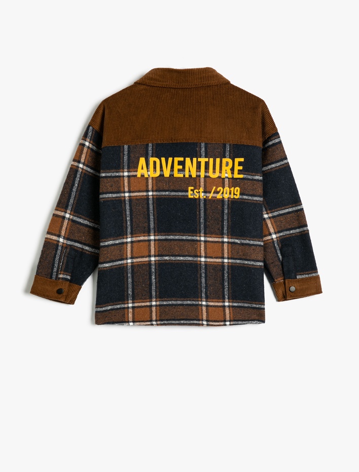 Erkek Çocuk Oduncu Gömlek Kadife Detaylı Pamuklu