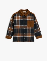 Oduncu Gömlek Kadife Detaylı Pamuklu