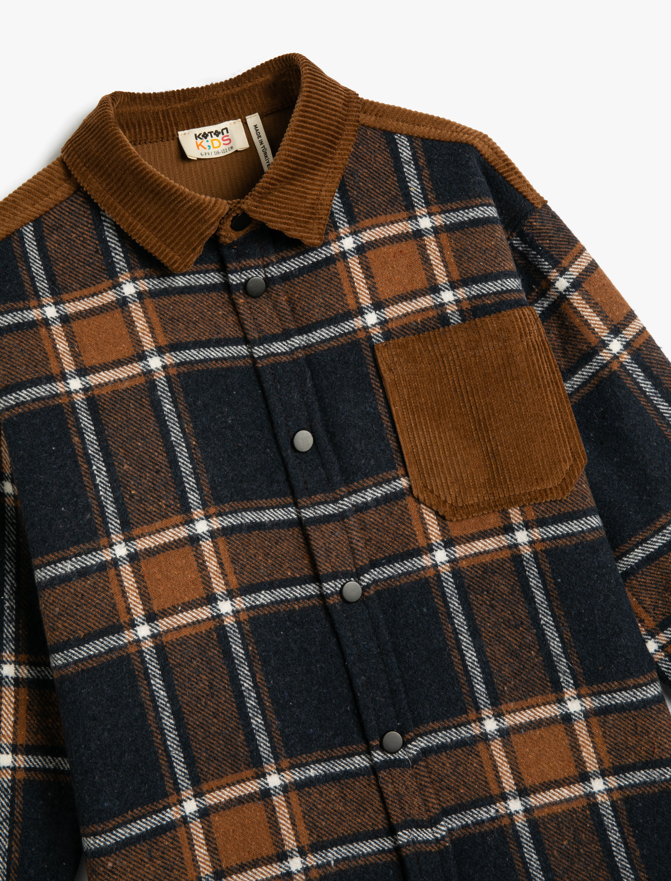  Erkek Çocuk Oduncu Gömlek Kadife Detaylı Pamuklu