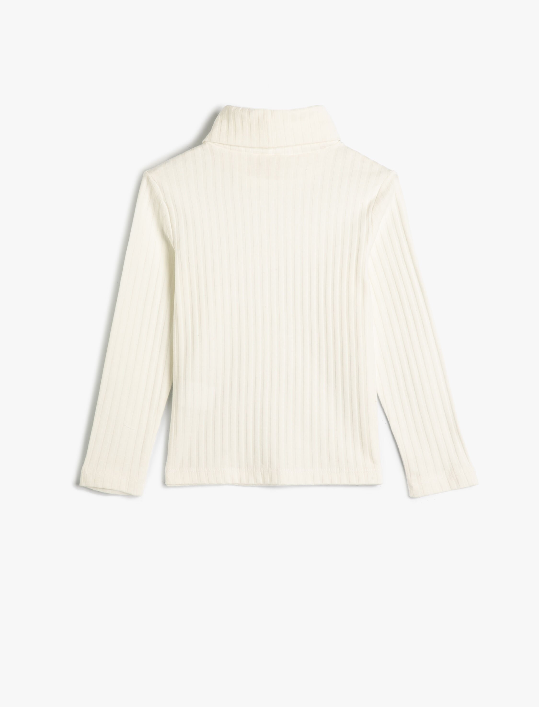  Kız Çocuk Basic Balıkçı Yaka Tişört Uzun Kollu Fitilli