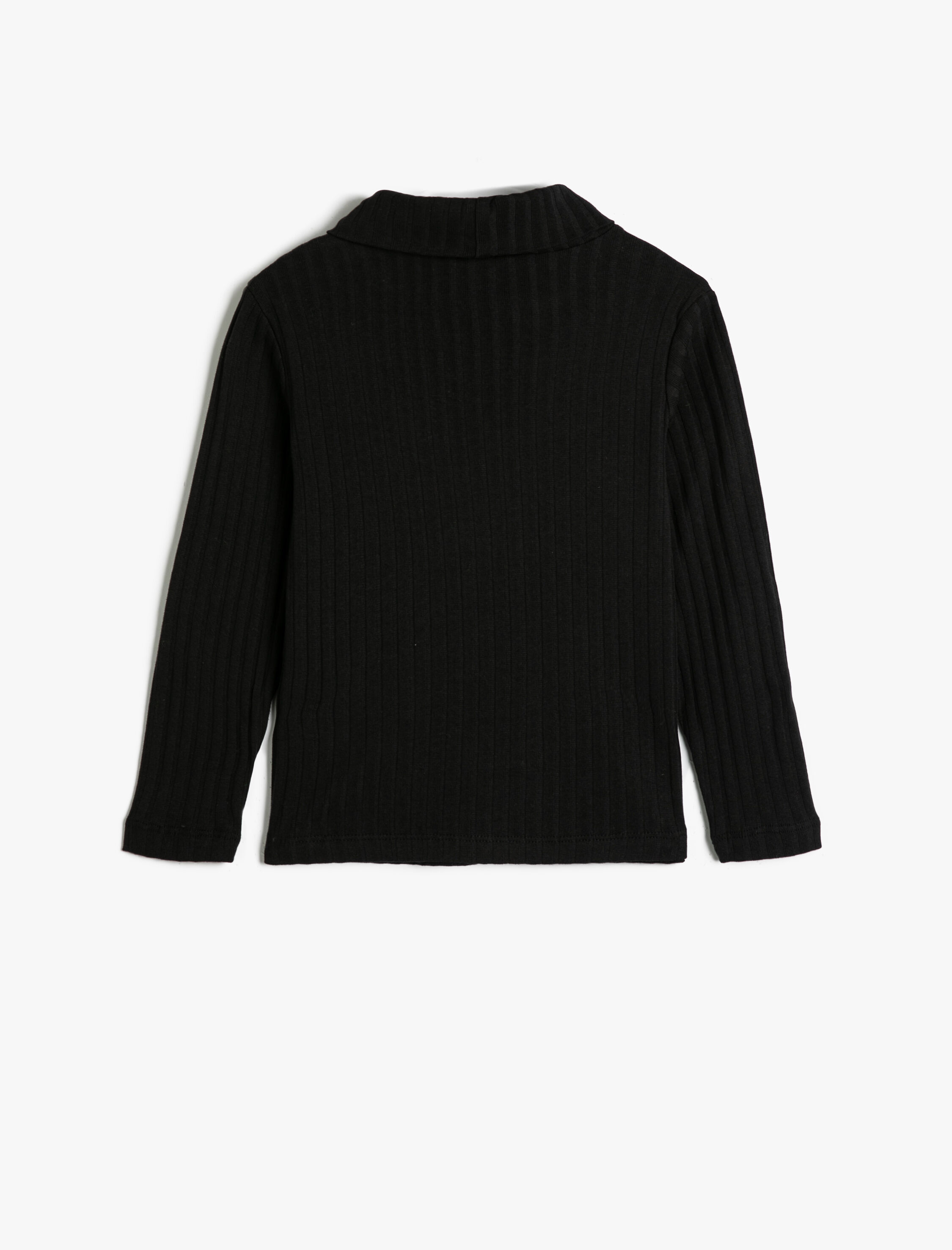  Kız Çocuk Basic Balıkçı Yaka Tişört Uzun Kollu Fitilli