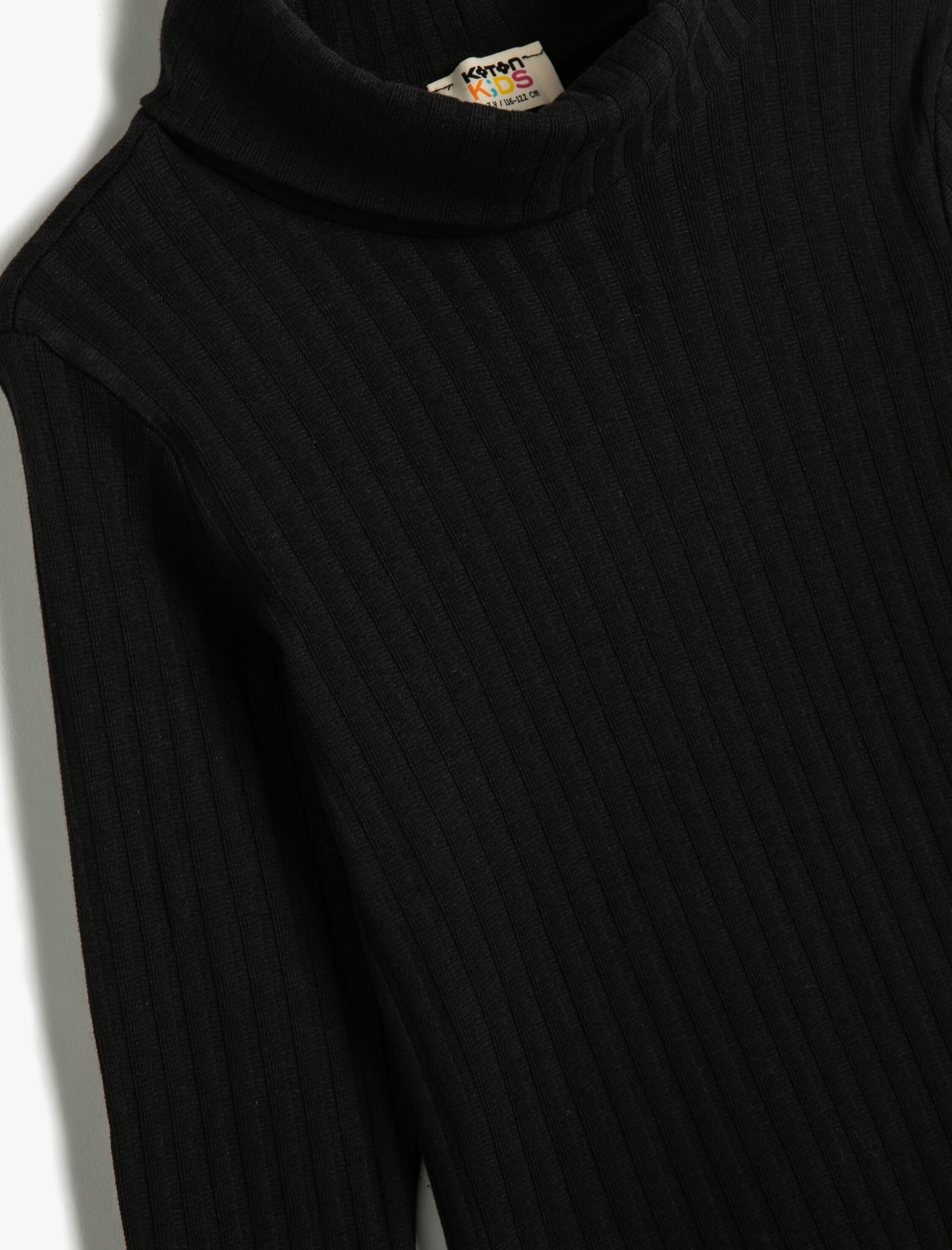  Kız Çocuk Basic Balıkçı Yaka Tişört Uzun Kollu Fitilli