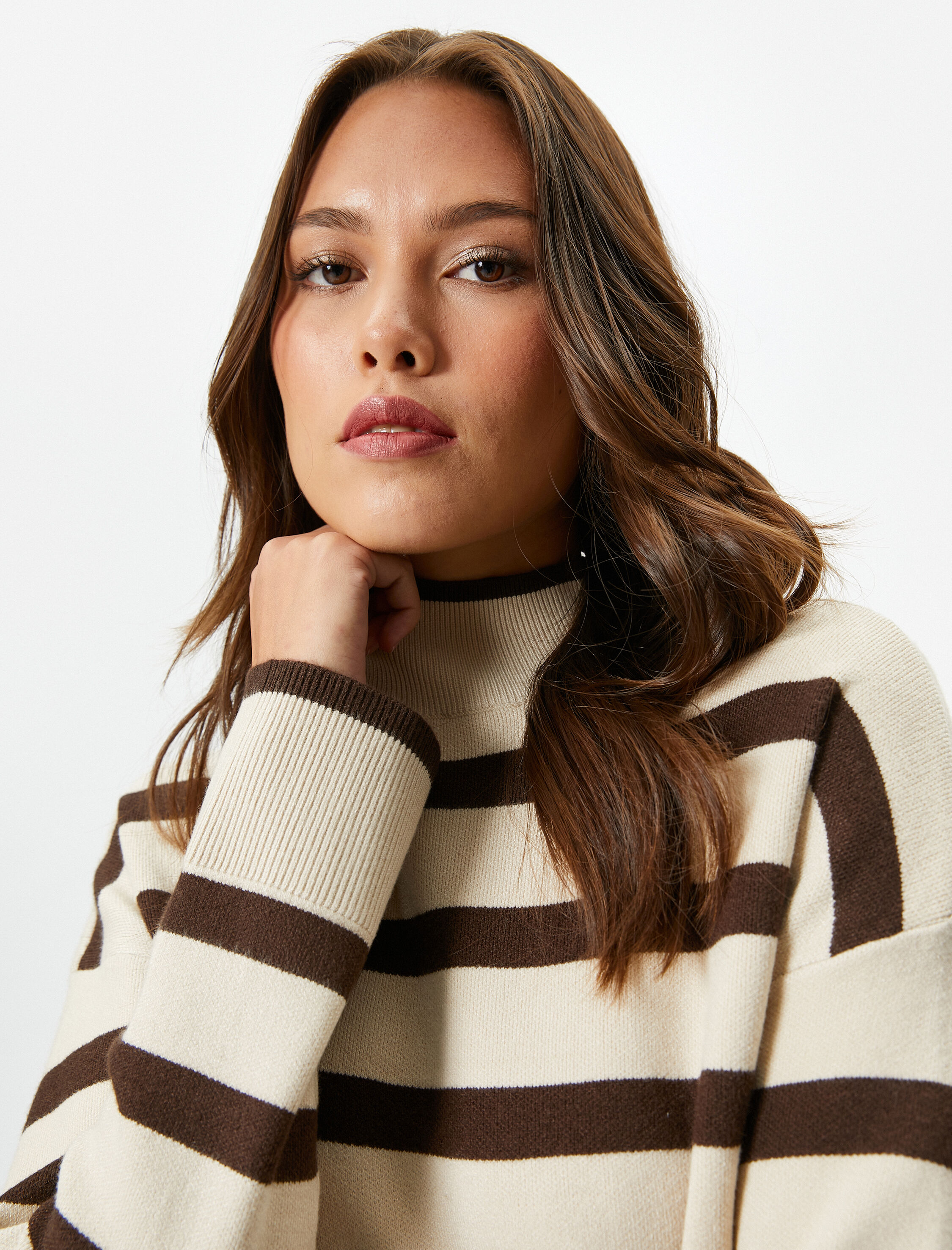   Oversize Triko Kazak Yarım Balıkçı Yaka