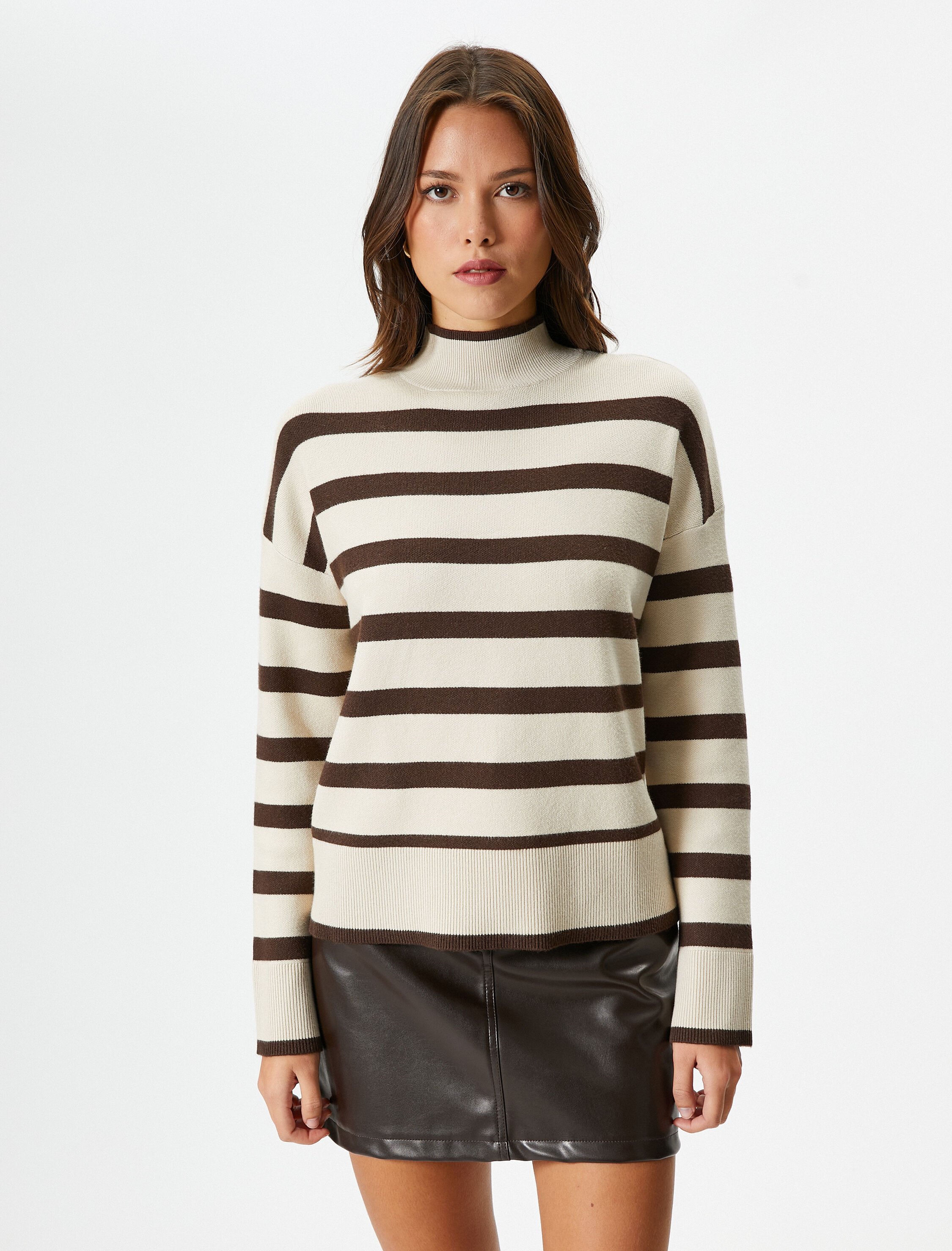   Oversize Triko Kazak Yarım Balıkçı Yaka