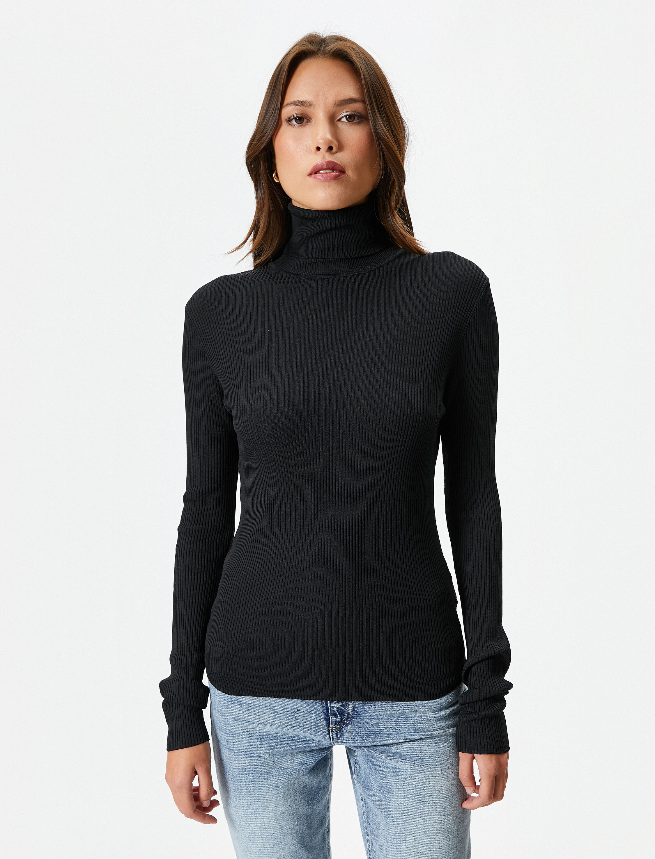   Boğazlı Kazak Basic Fitilli