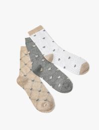 3'lü Kalpli Soket Çorap Seti Çok Renkli