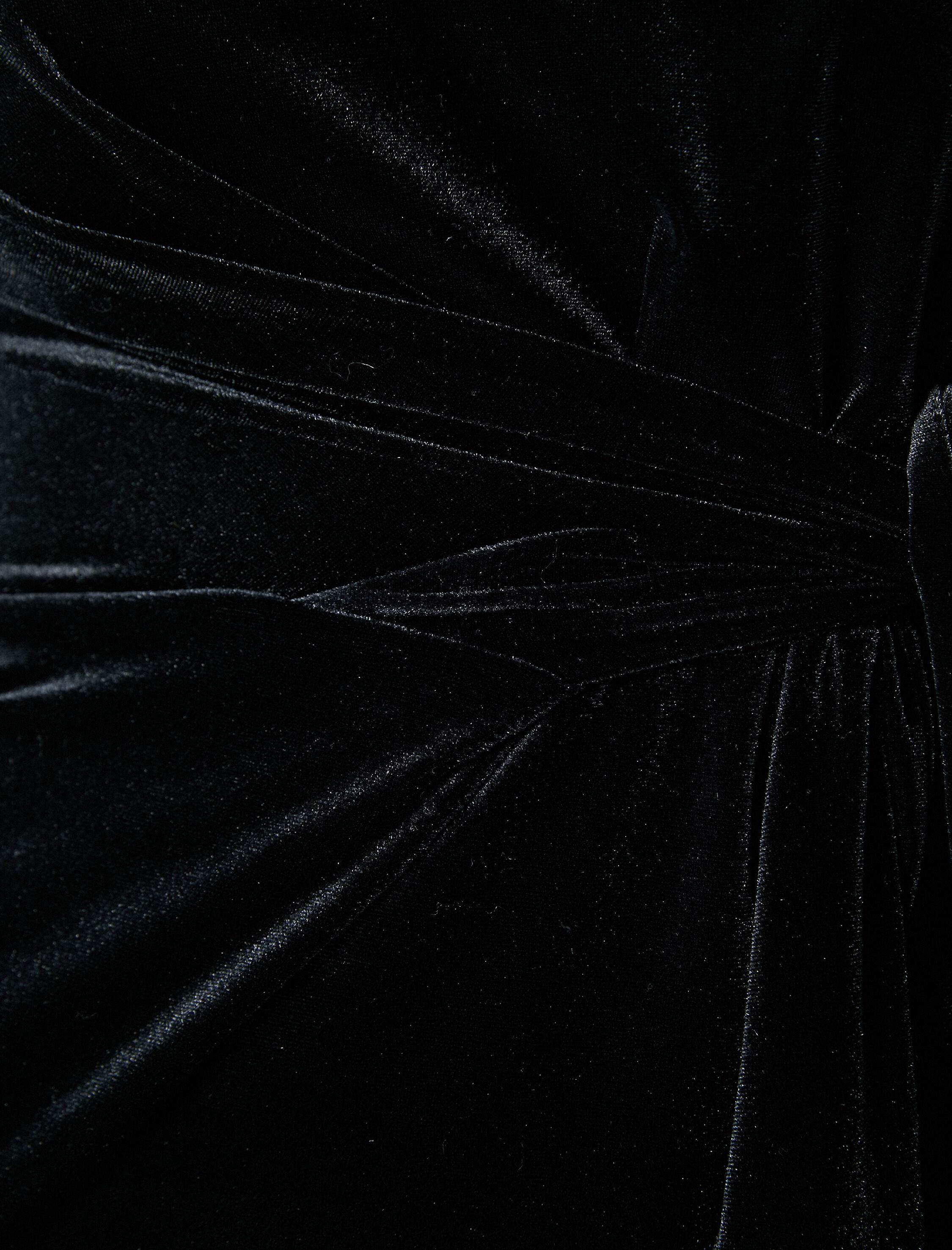   Mini Kadife Elbise Uzun Kollu Dik Yaka Beli Bağlamalı