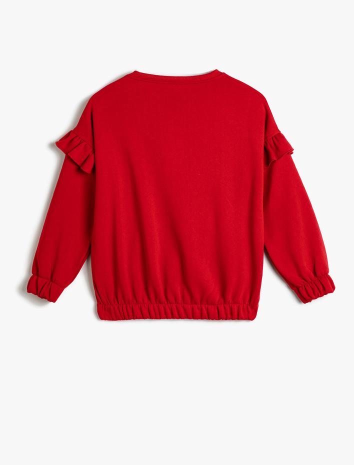 Kız Çocuk Sweatshirt Yılbaşı Temalı Uzun Kollu Bisiklet Yaka Şardonlu