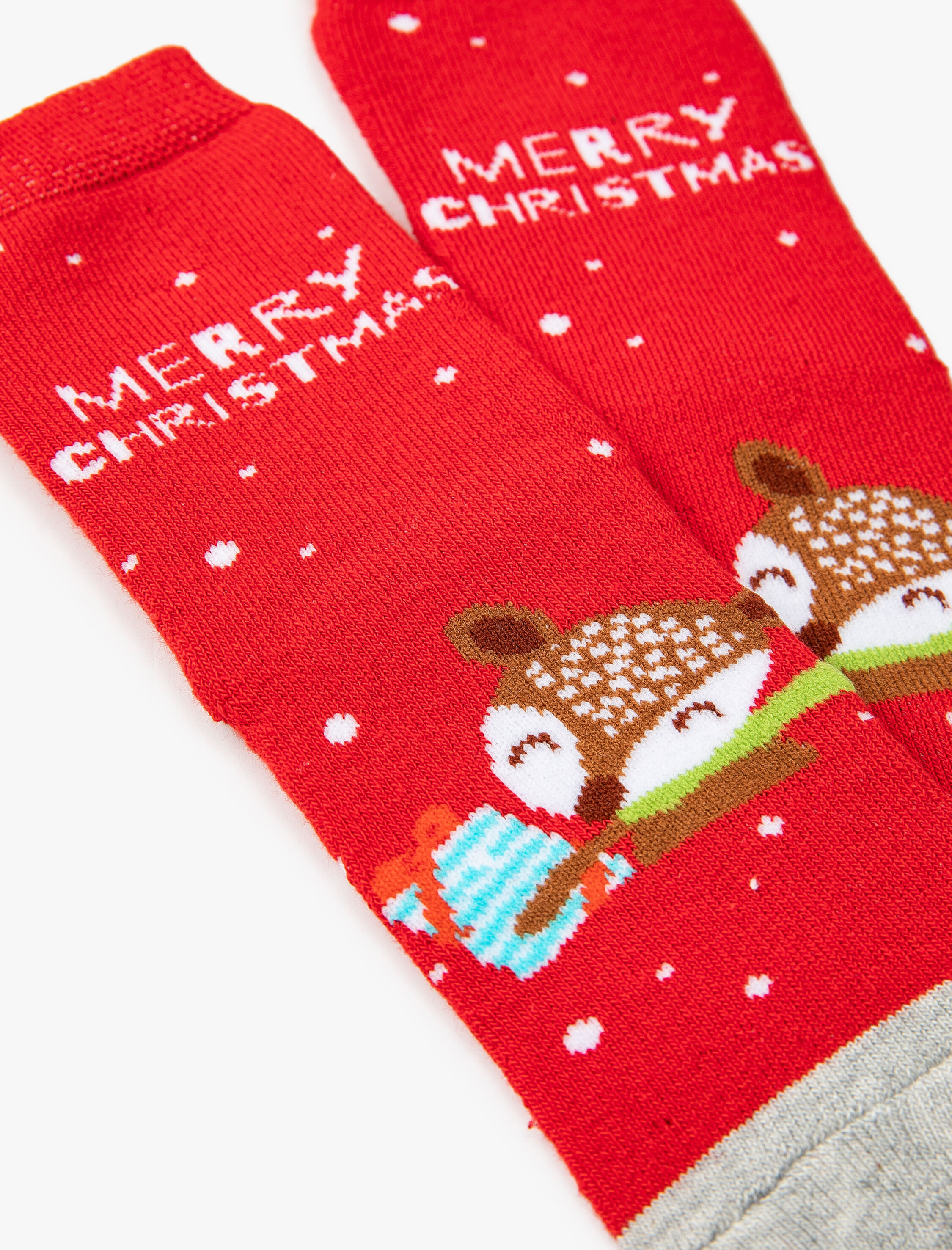  Kız Çocuk Yılbaşı Temalı Geyik Desenli Çorap