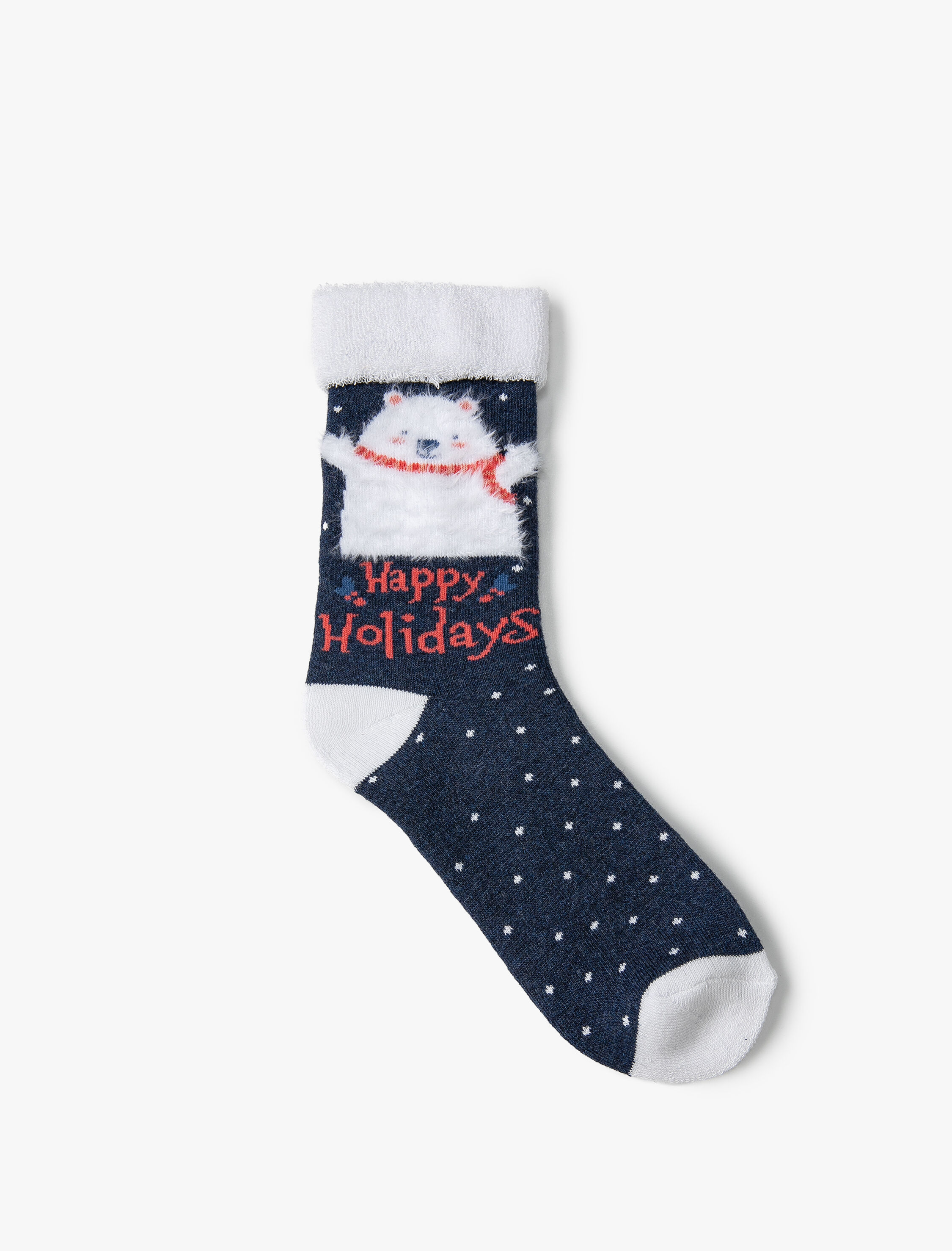  Kadın Yılbaşı Desenli Havlu Çorap