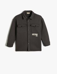Gömlek Yaka Sweatshirt Kapaklı Cepli İşleme Detaylı Şardonlu