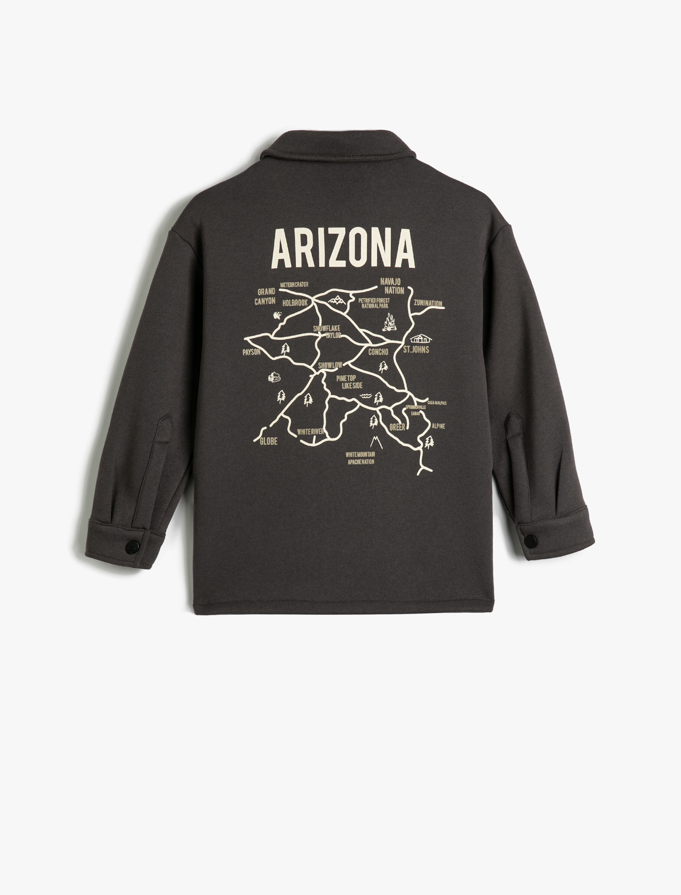  Erkek Çocuk Gömlek Yaka Sweatshirt Kapaklı Cepli İşleme Detaylı Şardonlu