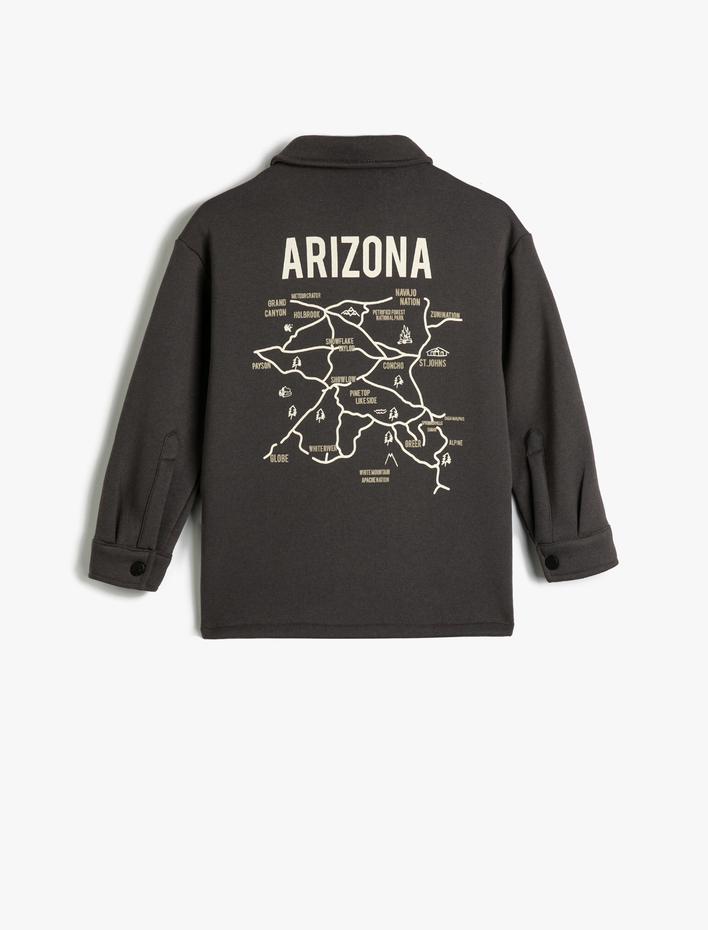 Erkek Çocuk Gömlek Yaka Sweatshirt Kapaklı Cepli İşleme Detaylı Şardonlu