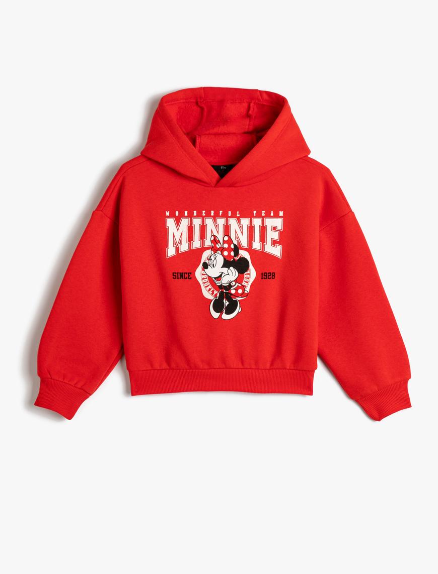  Kız Çocuk Minnie Mouse Sweatshirt Lisanslı Kapşonlu Şardonlu