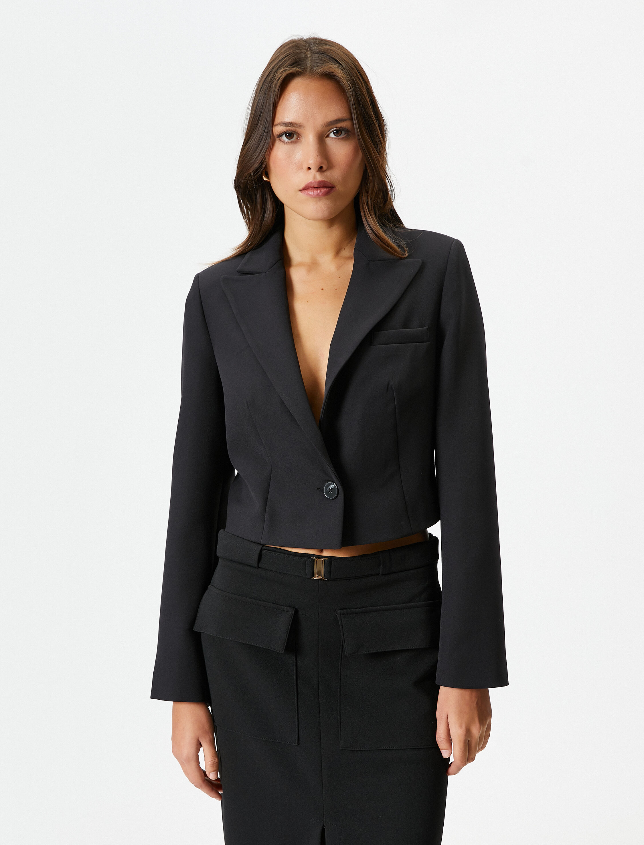   Blazer Ceket Tek Düğmeli Cep Detaylı