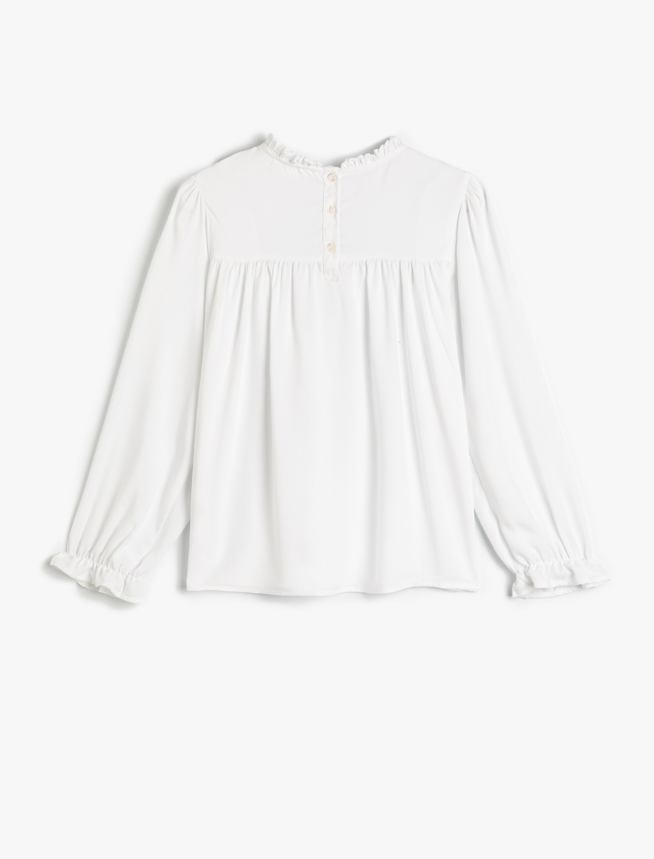  Kız Çocuk Bluz Uzun Kollu Dik Yaka Manşetleri Lastikli Viskon Kumaş