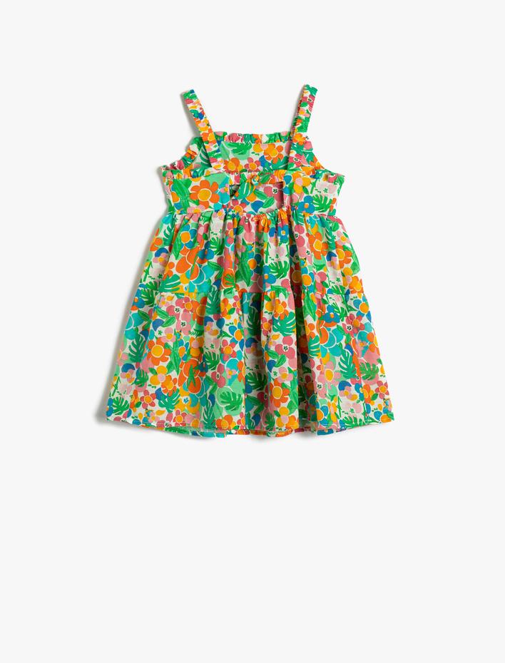 Kız Bebek Elbise İnce Askılı Katlı Pamuklu