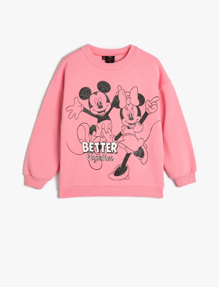 Mickey ve Minnie Mouse Bask l Sweat Lisansl Pamuklu ardonlu