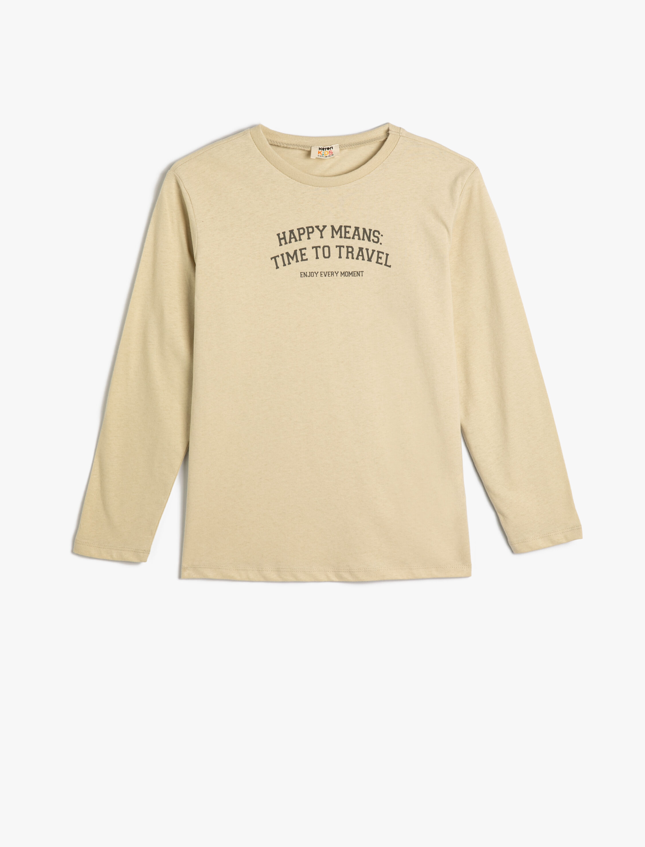  Erkek Çocuk Tişört Uzun Kollu Bisiklet Yaka Slogan Baskılı Pamuklu