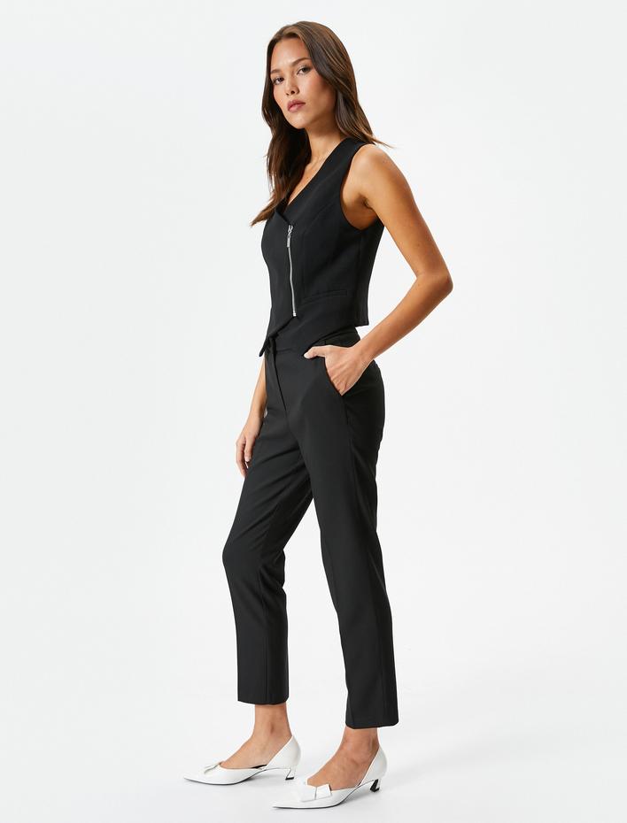  Kumaş Cigarette Pantolon Yüksek Bel Fermuarlı