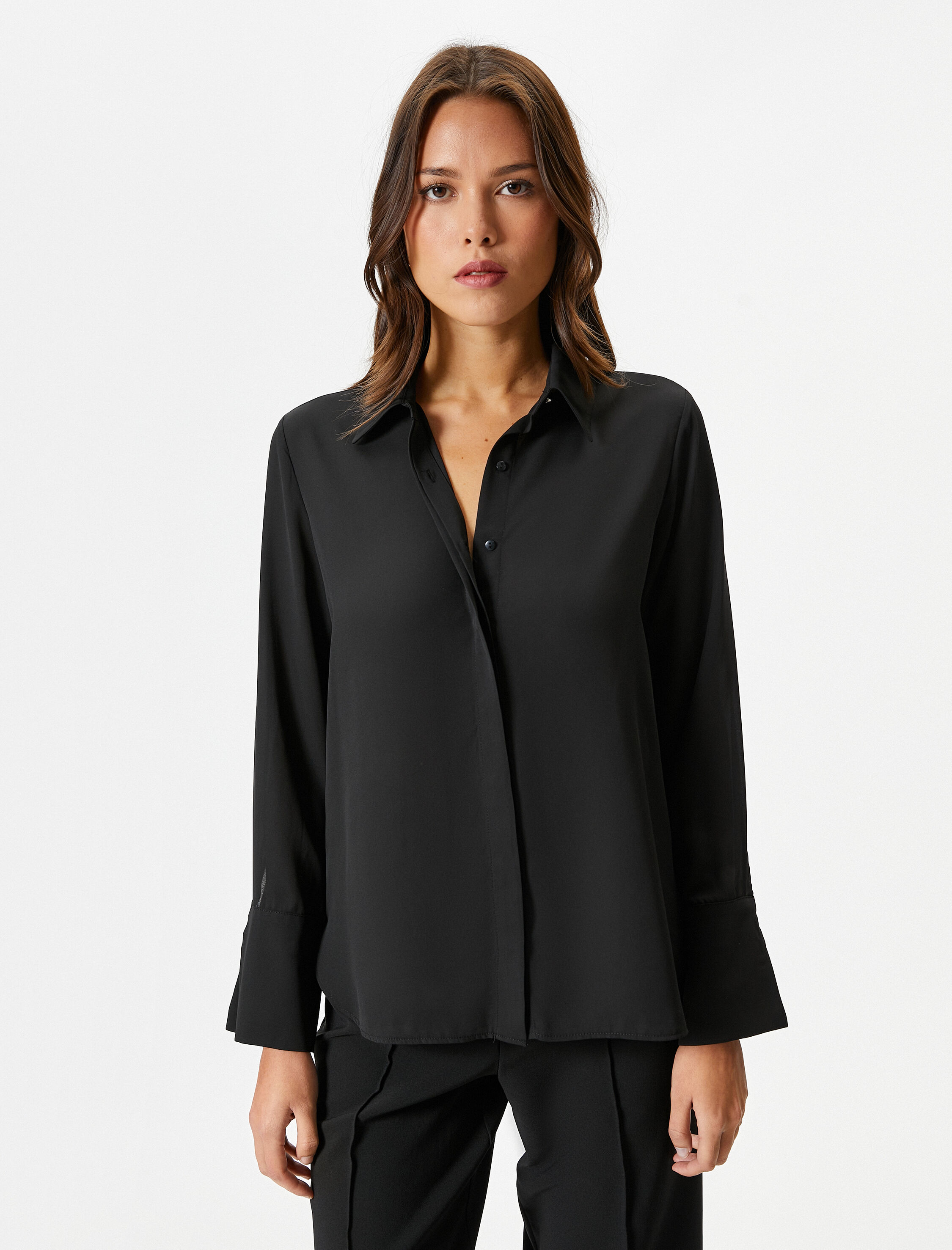   Uzun Kollu Gömlek Düğmeli Manşet Yaka Regular Fit