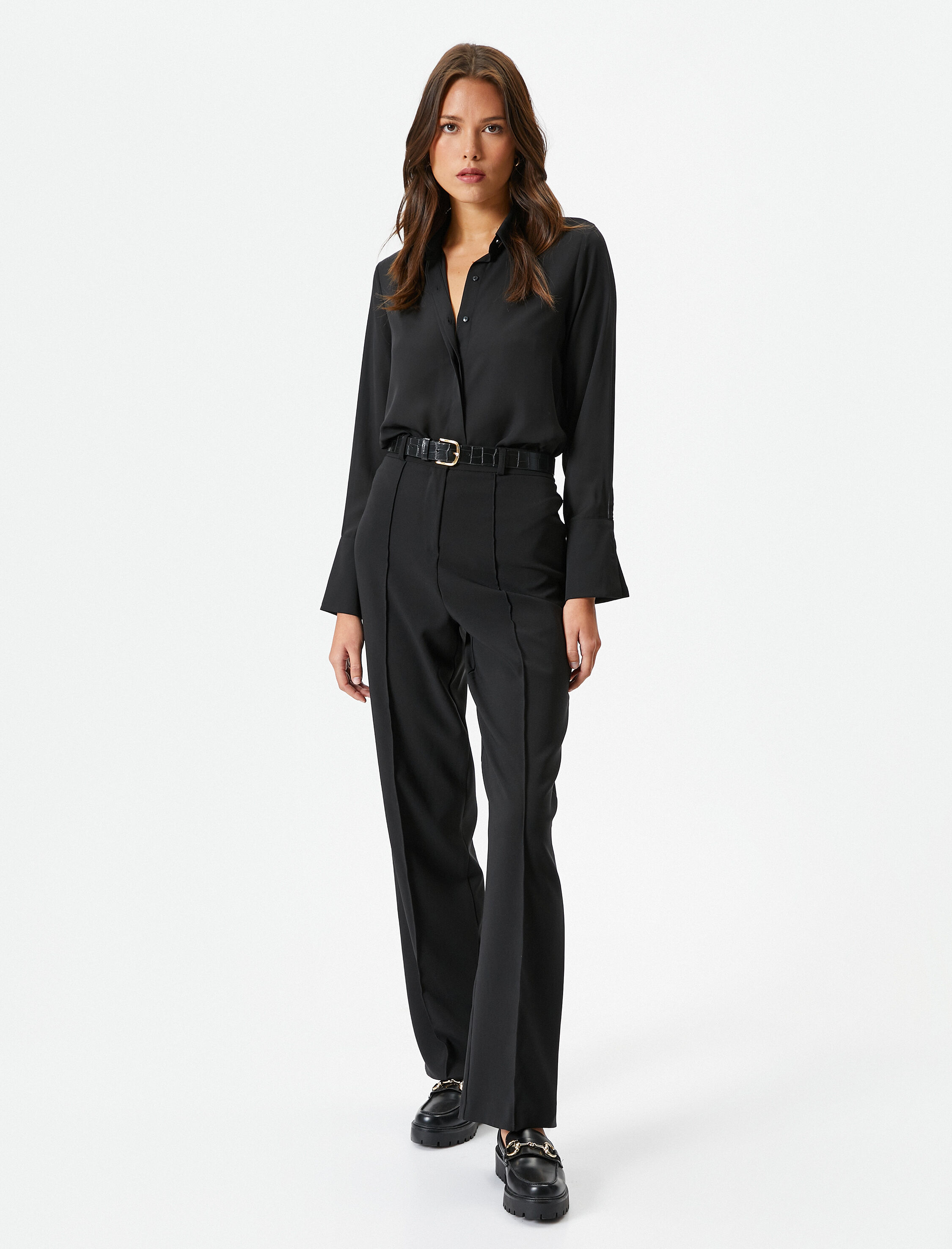   Uzun Kollu Gömlek Düğmeli Manşet Yaka Regular Fit