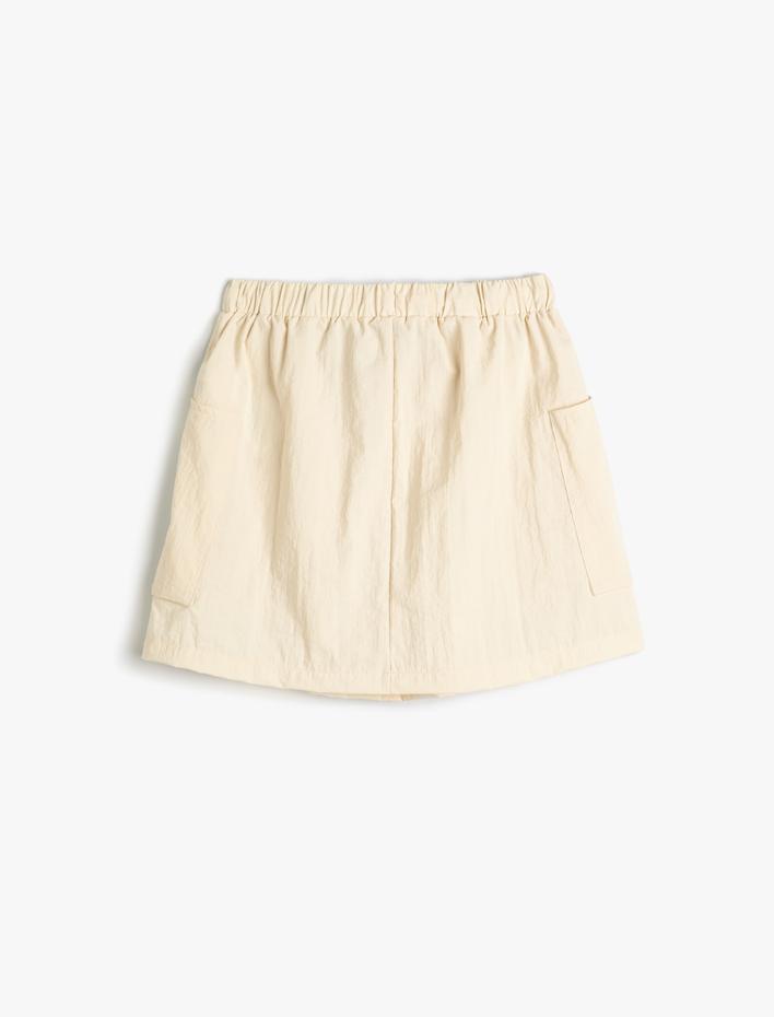 Kız Çocuk Paraşüt Etek Cepli Beli Bağlamalı