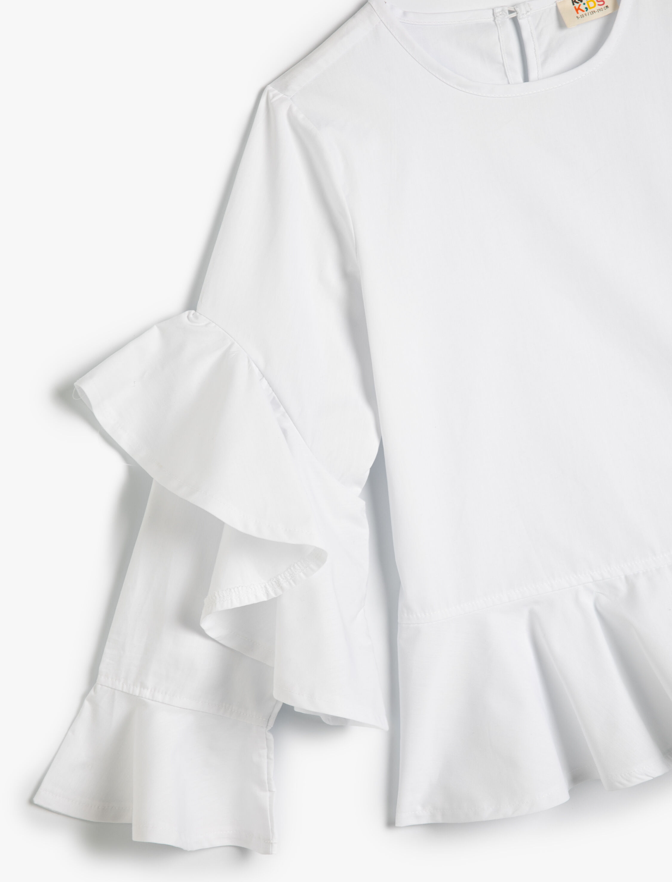  Kız Çocuk Bluz Uzun Kollu Bisiklet Yaka Fırfır Detaylı