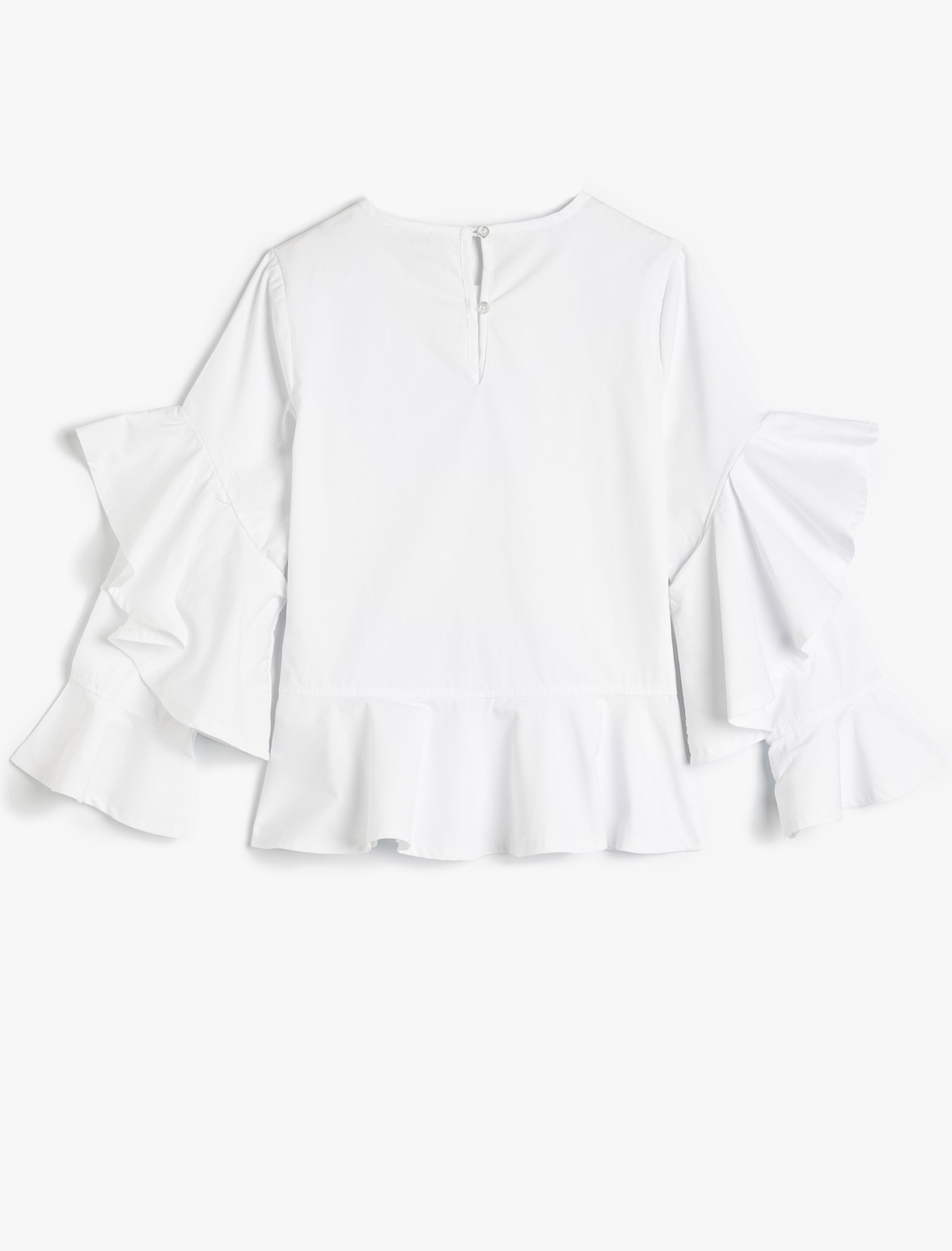  Kız Çocuk Bluz Uzun Kollu Bisiklet Yaka Fırfır Detaylı