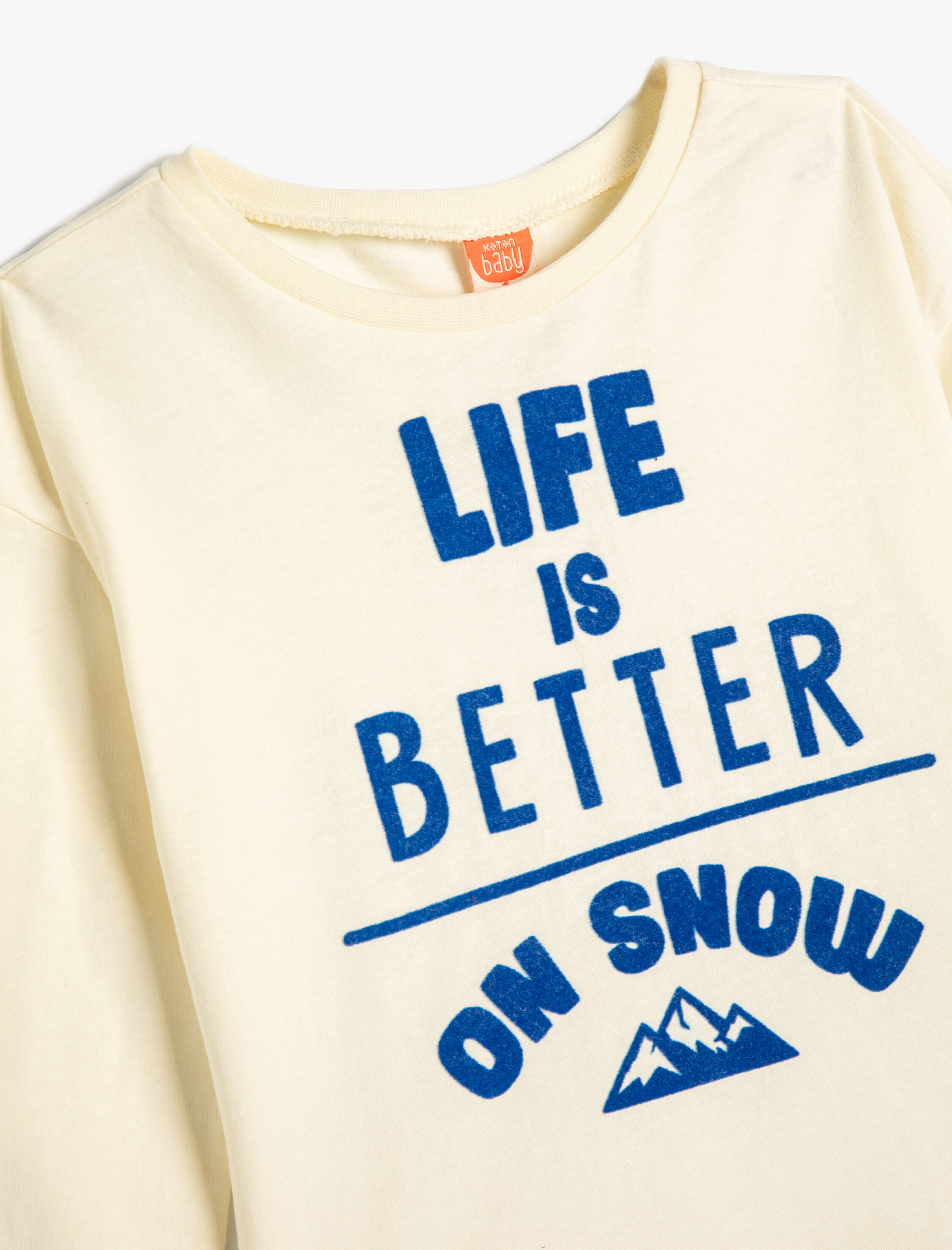  Erkek Bebek Tişört Uzun Kollu Bisiklet Yaka Slogan Baskılı Pamuklu