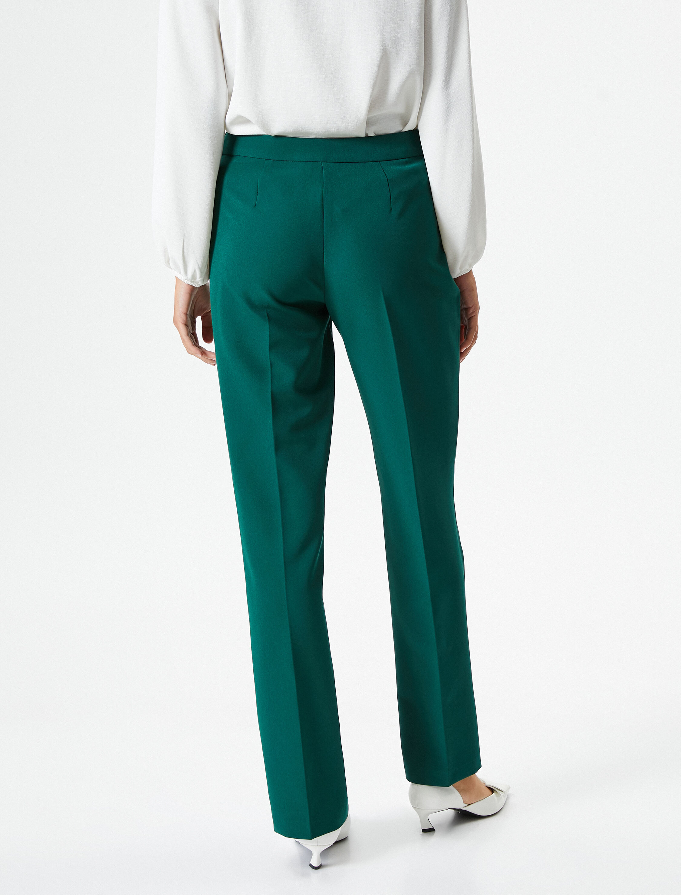   Melis Ağazat X Koton - Yüksek Bel Nervürlü Kumaş Pantolon