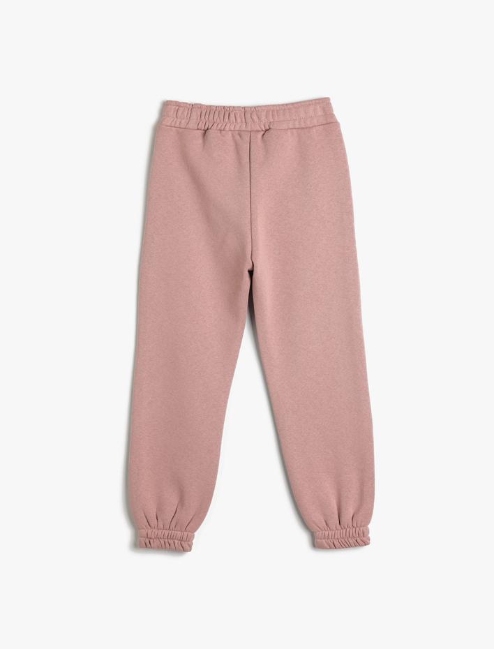 Kız Çocuk Jogger Eşofman Altı Beli Lastikli Baskı Detaylı Şardonlu