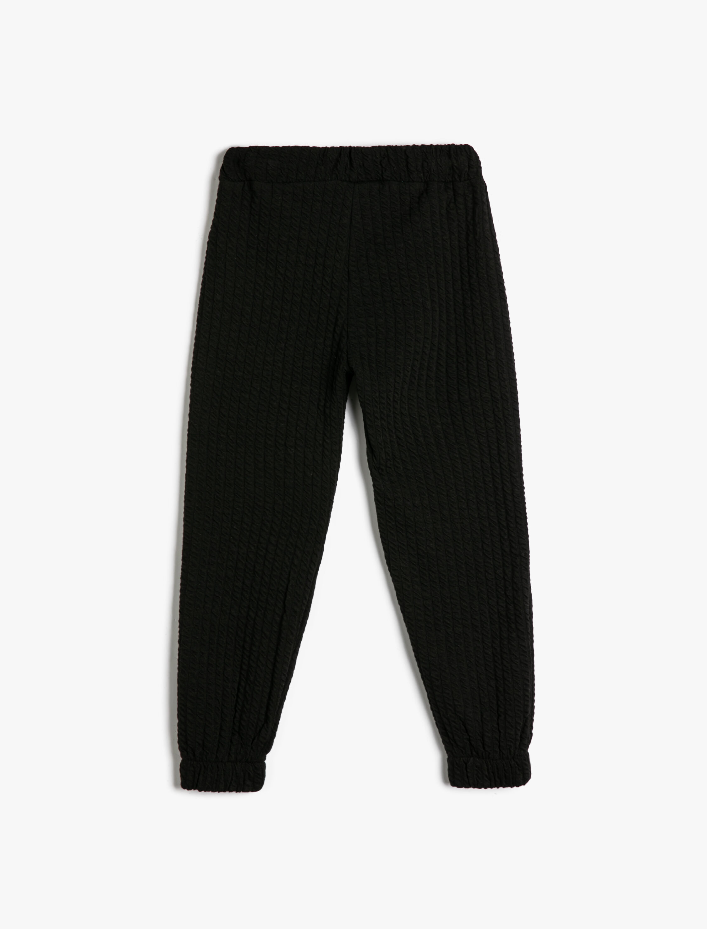  Kız Çocuk Basic Jogger Eşofman Altı Dokulu Beli Lastikli Cepli Şardonlu