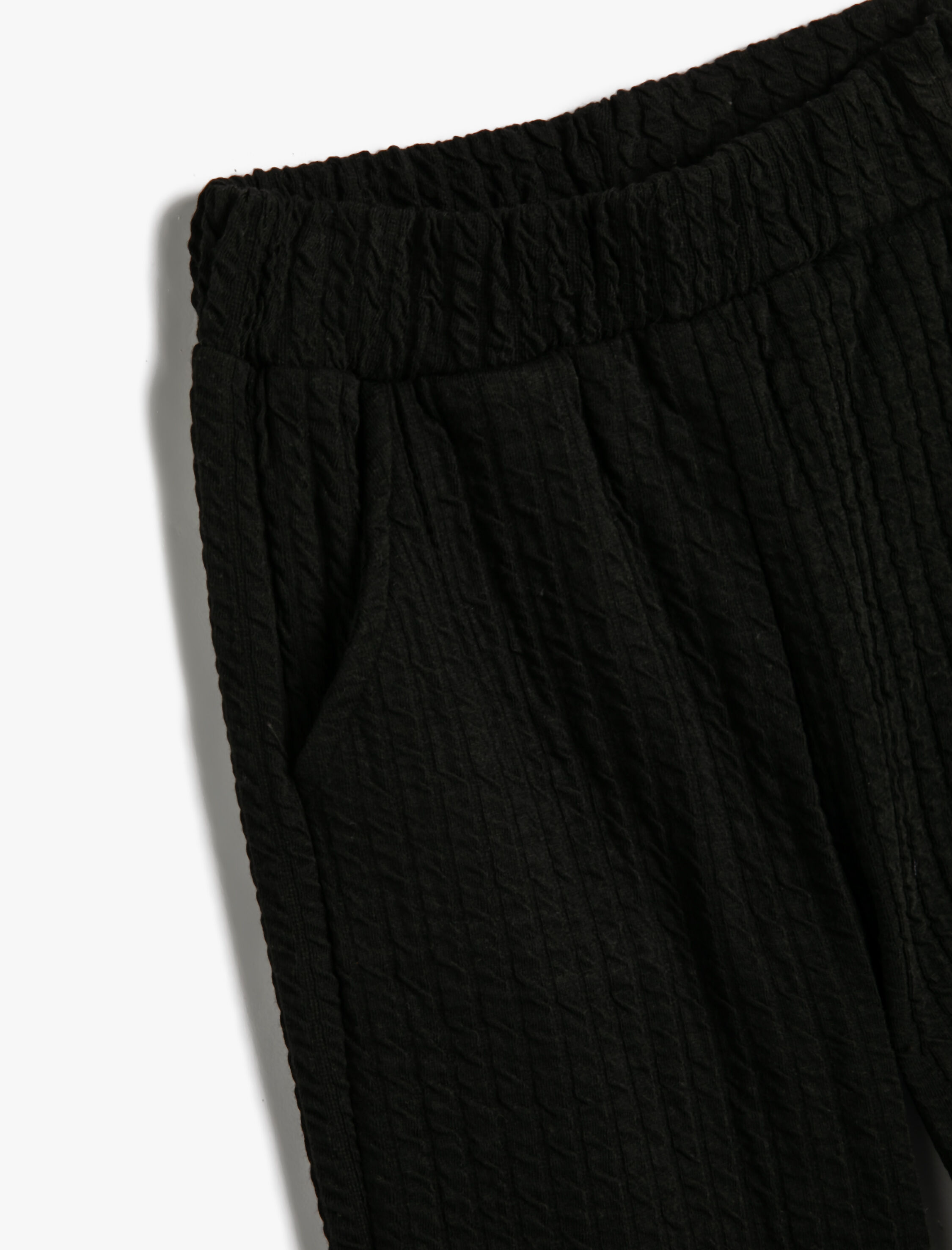  Kız Çocuk Basic Jogger Eşofman Altı Dokulu Beli Lastikli Cepli Şardonlu