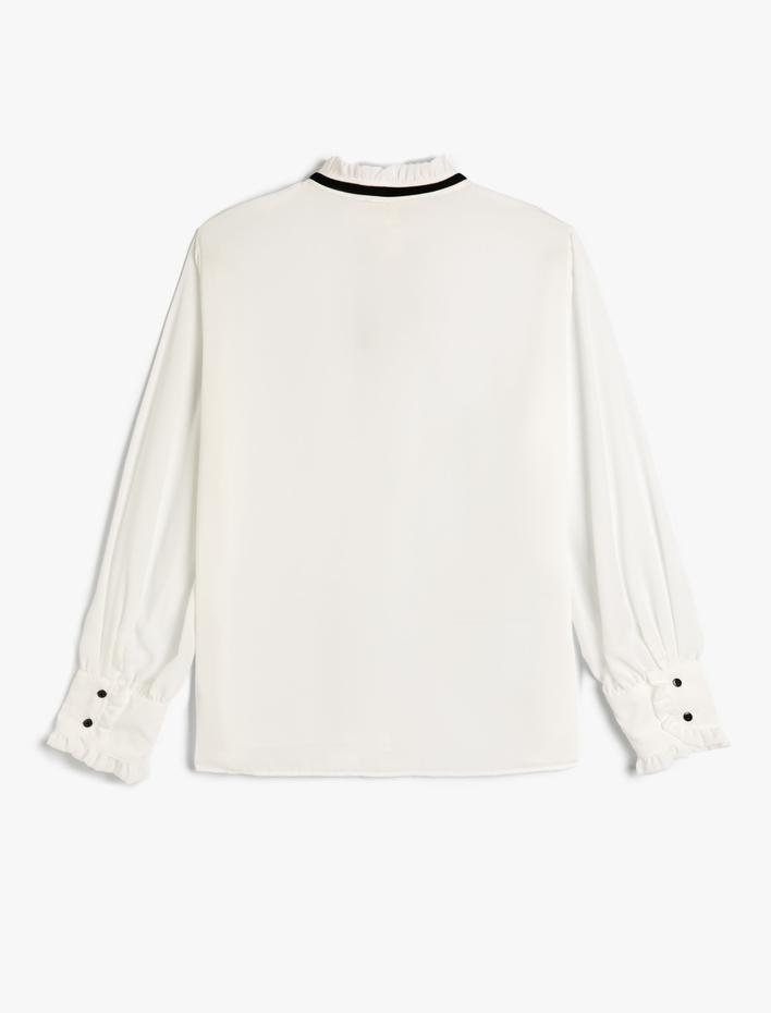  Uzun Kollu Gömlek Fırfırlı Bağlamalı Yaka Regular Fit